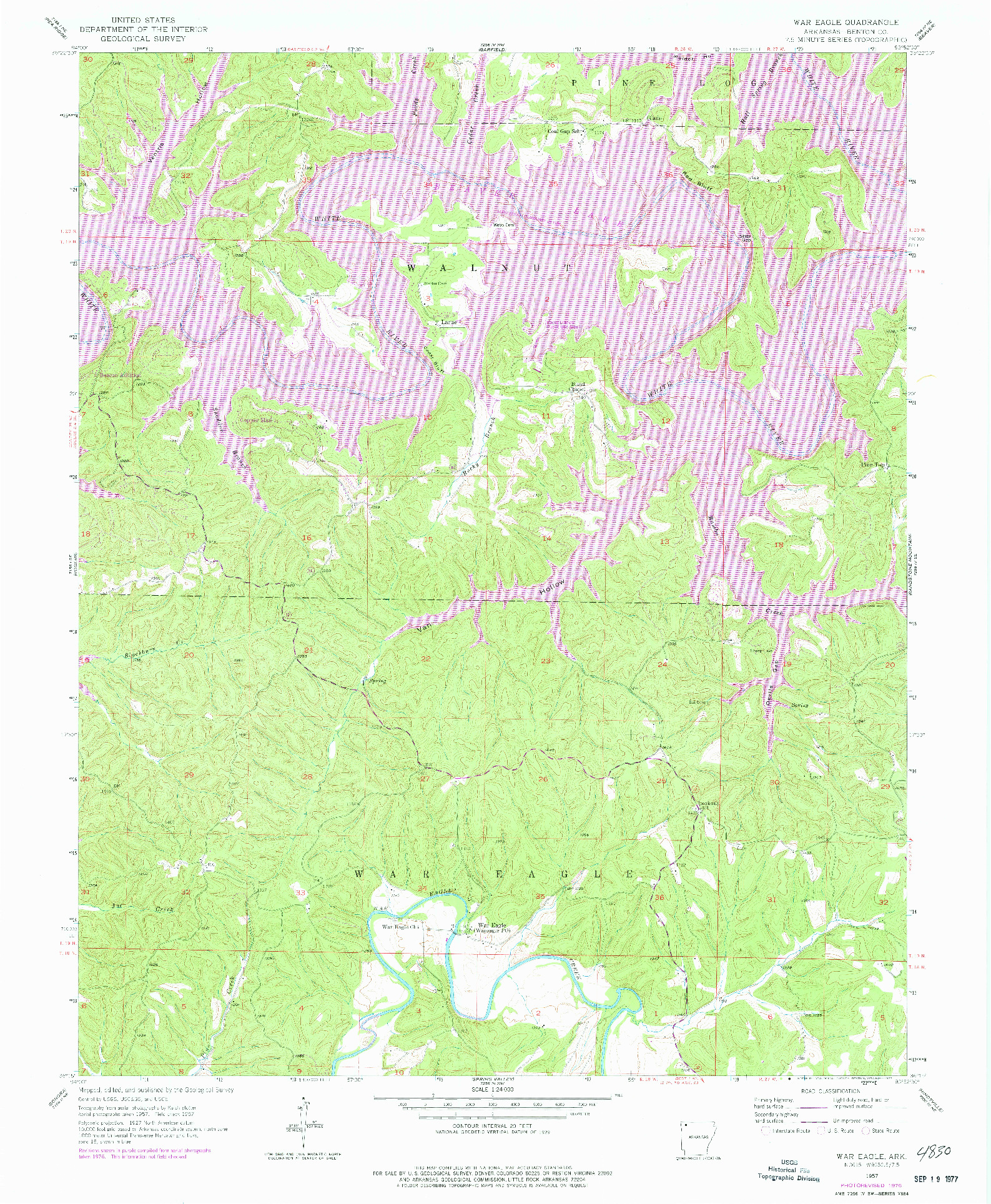 USGS 1:24000-SCALE QUADRANGLE FOR WAR EAGLE, AR 1957