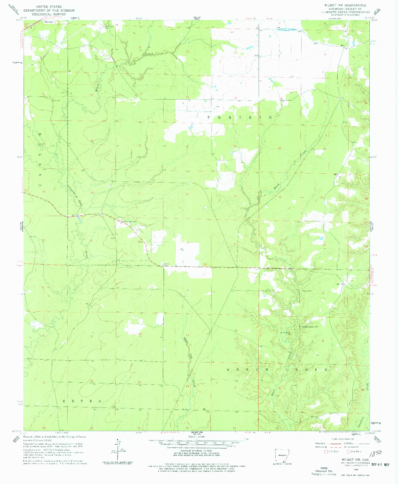 USGS 1:24000-SCALE QUADRANGLE FOR WILMOT NW, AR 1960