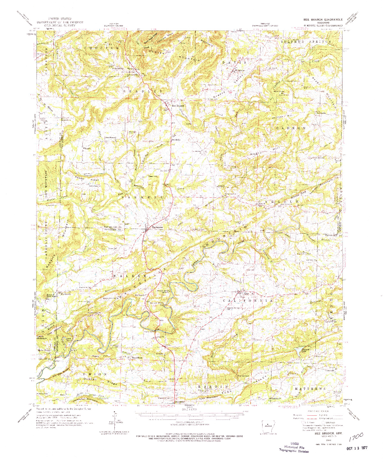 USGS 1:62500-SCALE QUADRANGLE FOR BEE BRANCH, AR 1961