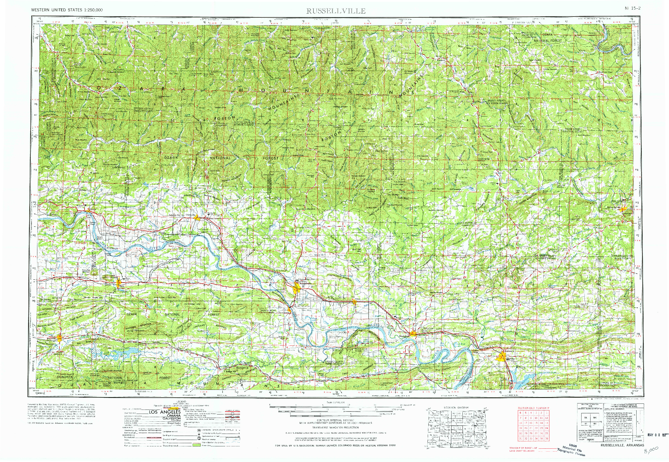 USGS 1:250000-SCALE QUADRANGLE FOR RUSSELLVILLE, AR 1977