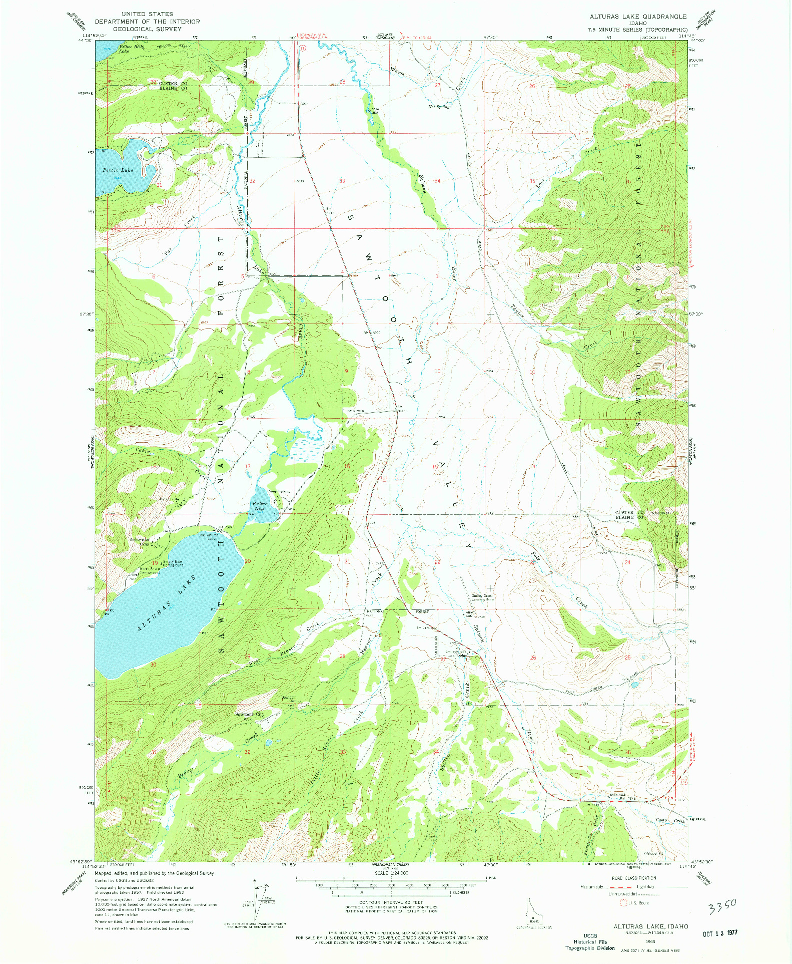 USGS 1:24000-SCALE QUADRANGLE FOR ALTURAS LAKE, ID 1963