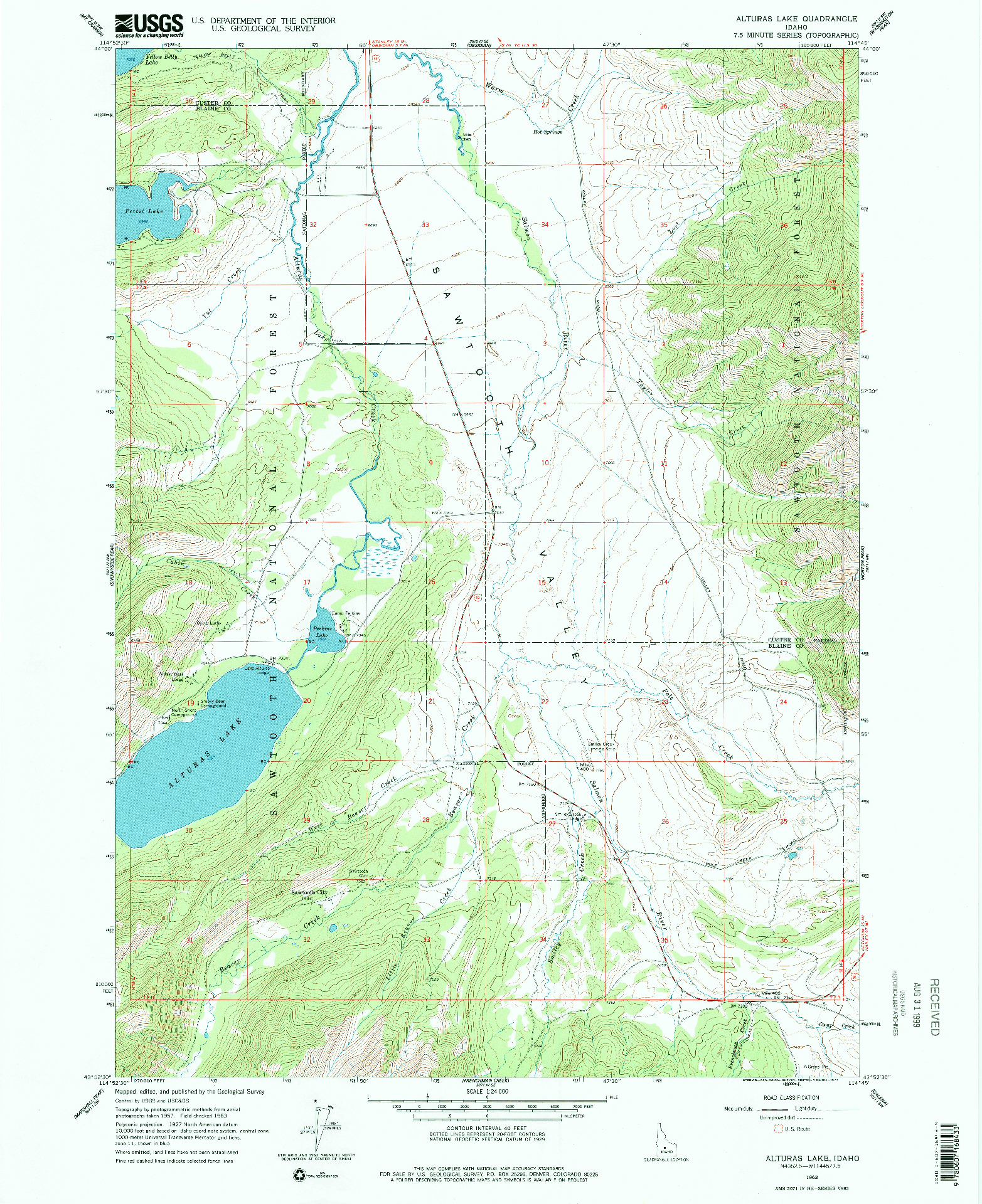 USGS 1:24000-SCALE QUADRANGLE FOR ALTURAS LAKE, ID 1963