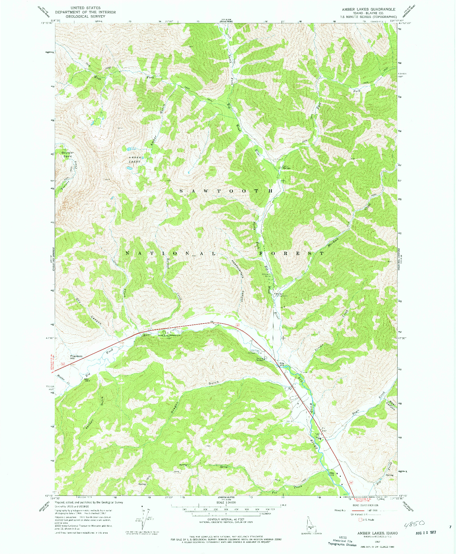 USGS 1:24000-SCALE QUADRANGLE FOR AMBER LAKES, ID 1967