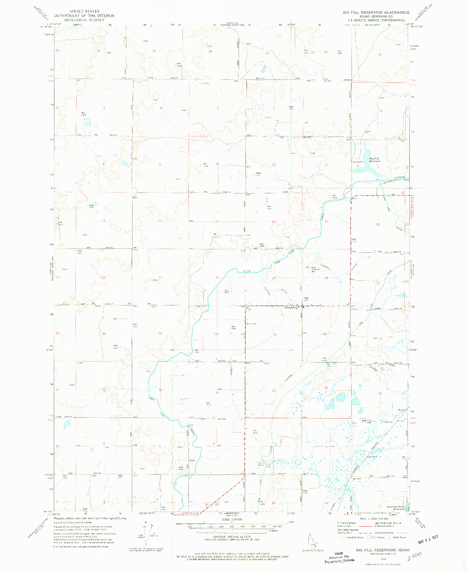 USGS 1:24000-SCALE QUADRANGLE FOR BIG FILL RESERVOIR, ID 1973