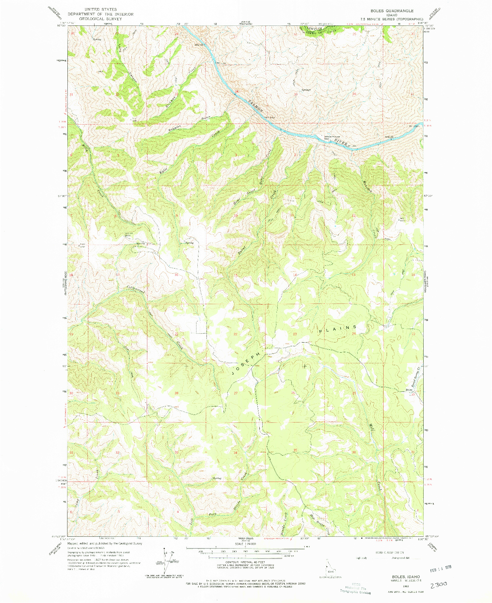 USGS 1:24000-SCALE QUADRANGLE FOR BOLES, ID 1963