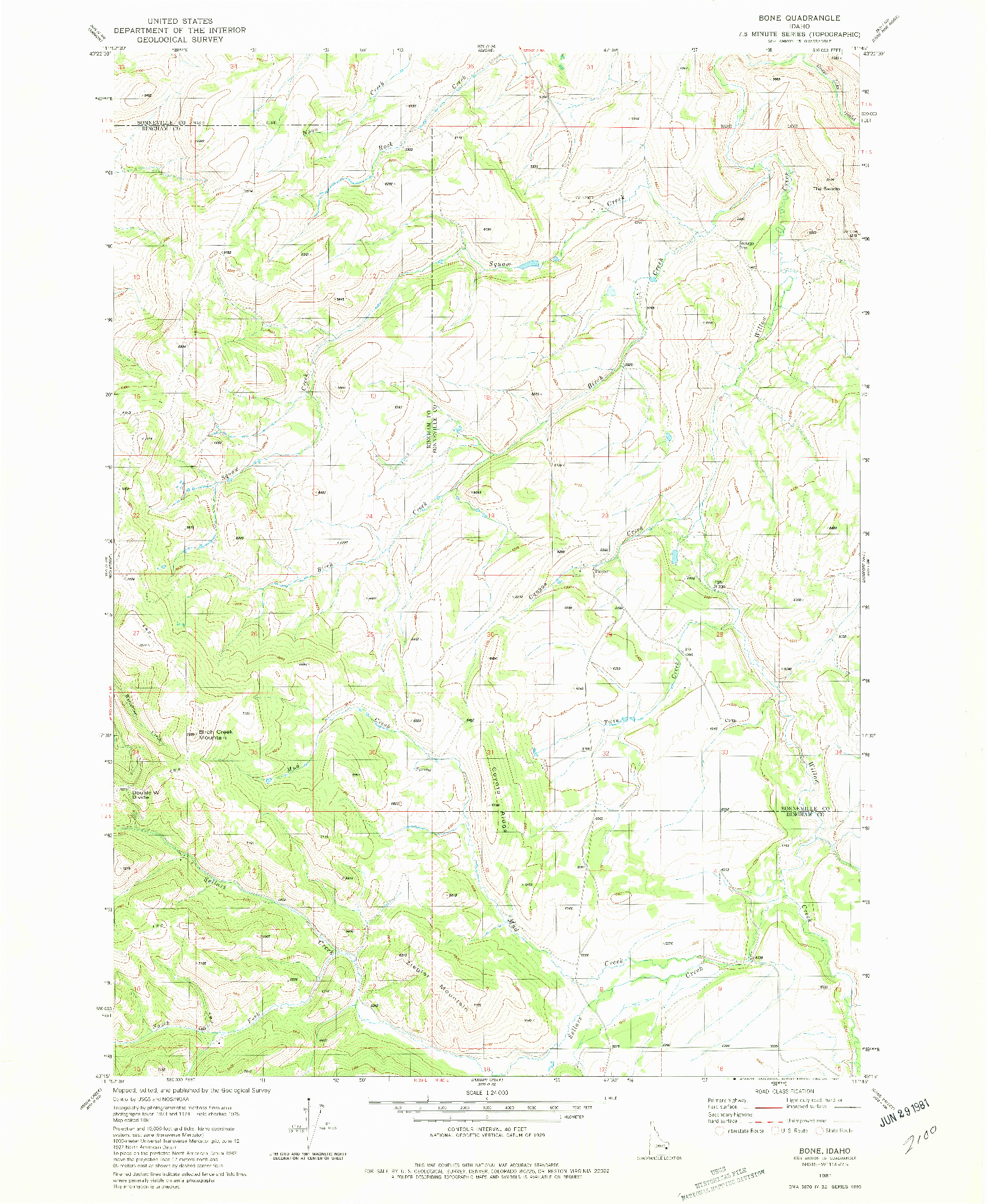 USGS 1:24000-SCALE QUADRANGLE FOR BONE, ID 1963