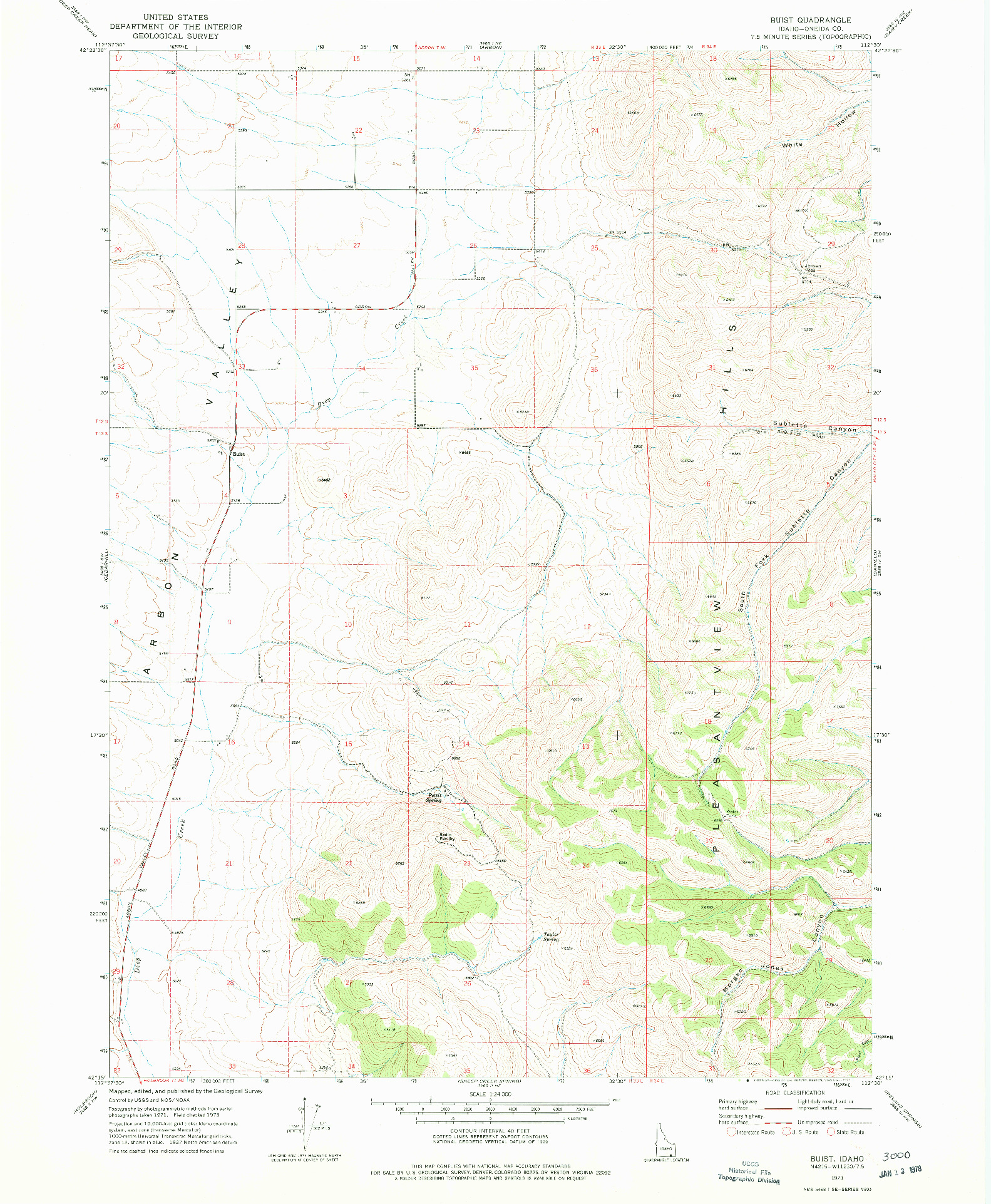 USGS 1:24000-SCALE QUADRANGLE FOR BUIST, ID 1973