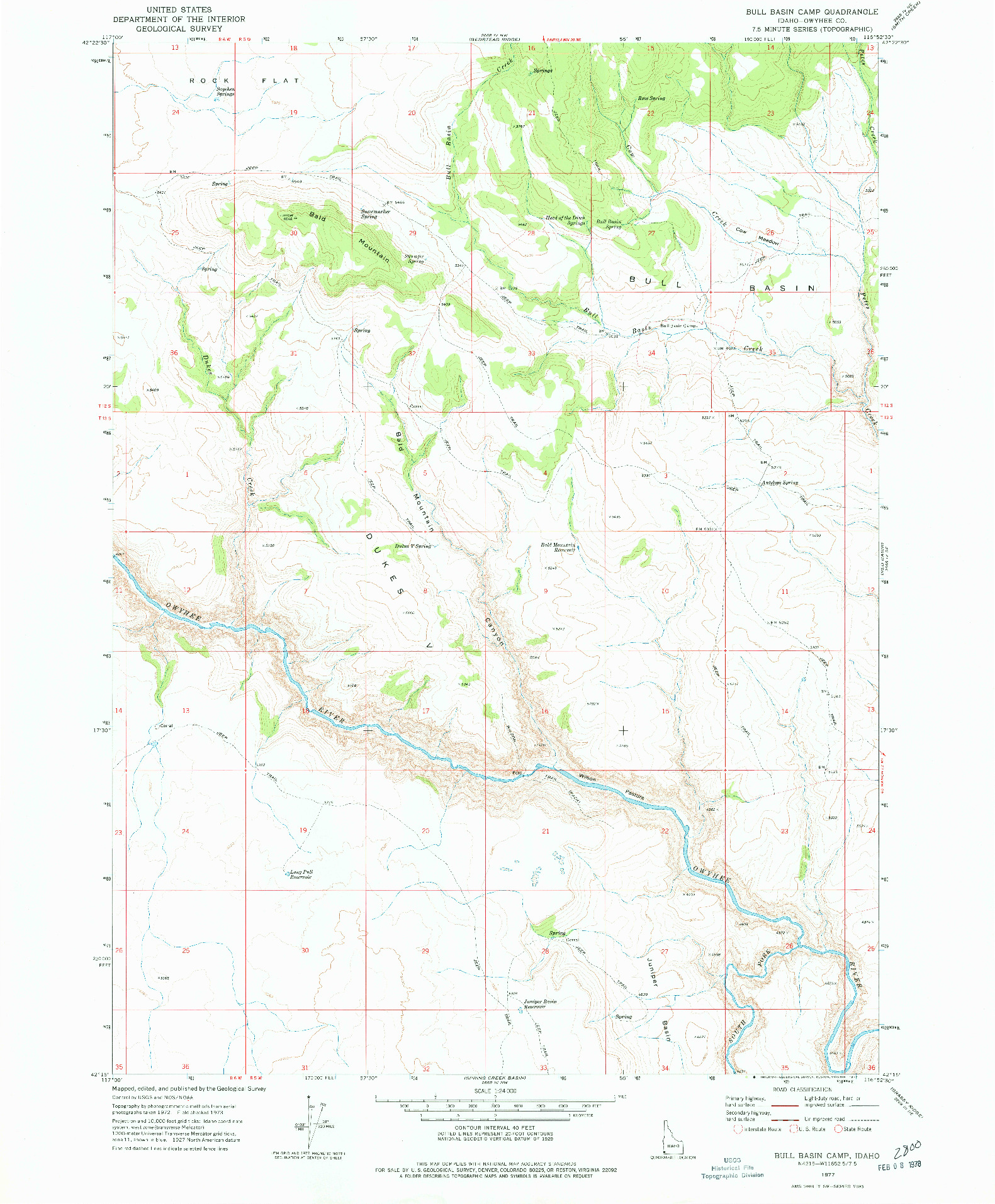 USGS 1:24000-SCALE QUADRANGLE FOR BULL BASIN CAMP, ID 1977