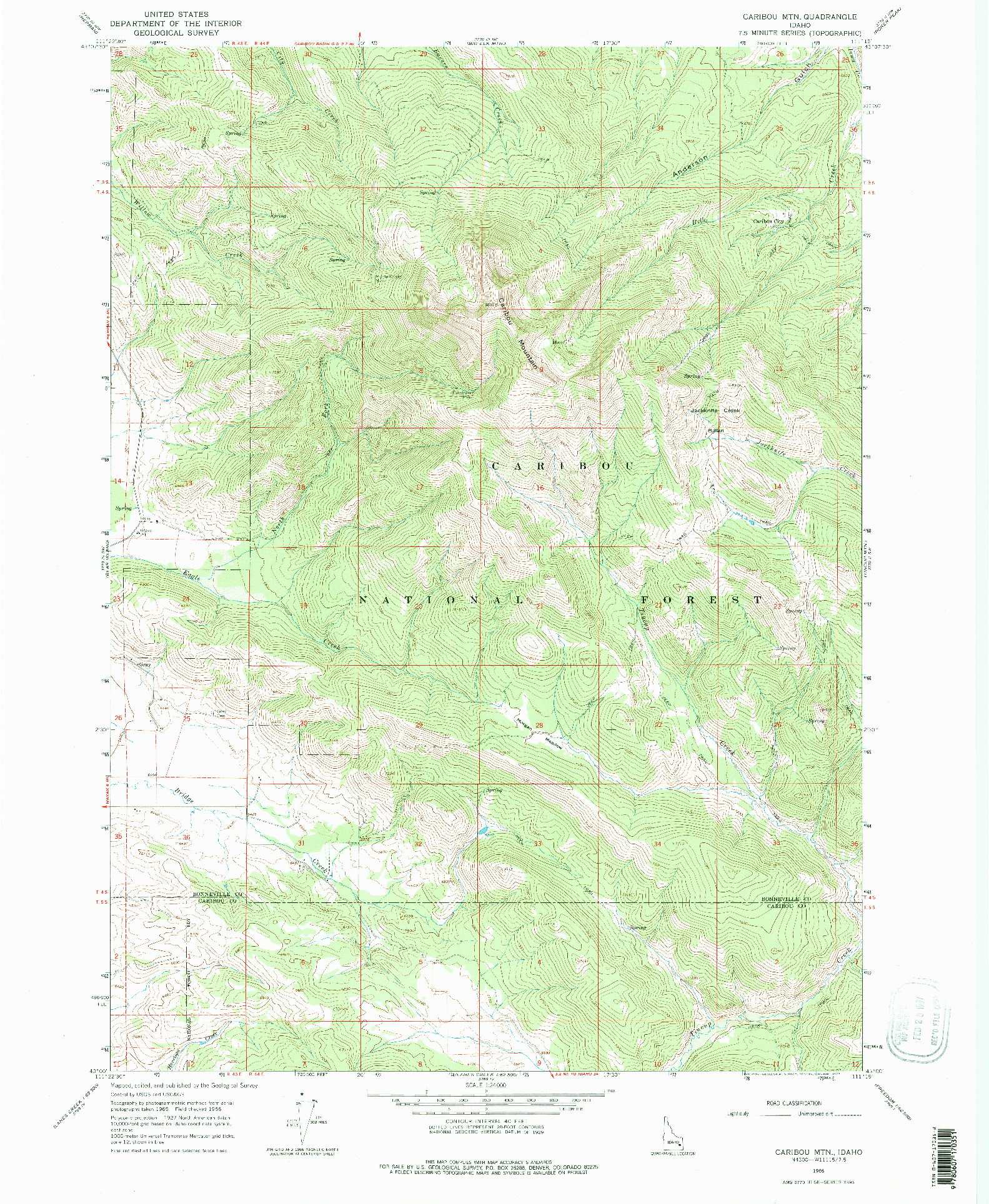 USGS 1:24000-SCALE QUADRANGLE FOR CARIBOU MTN, ID 1966
