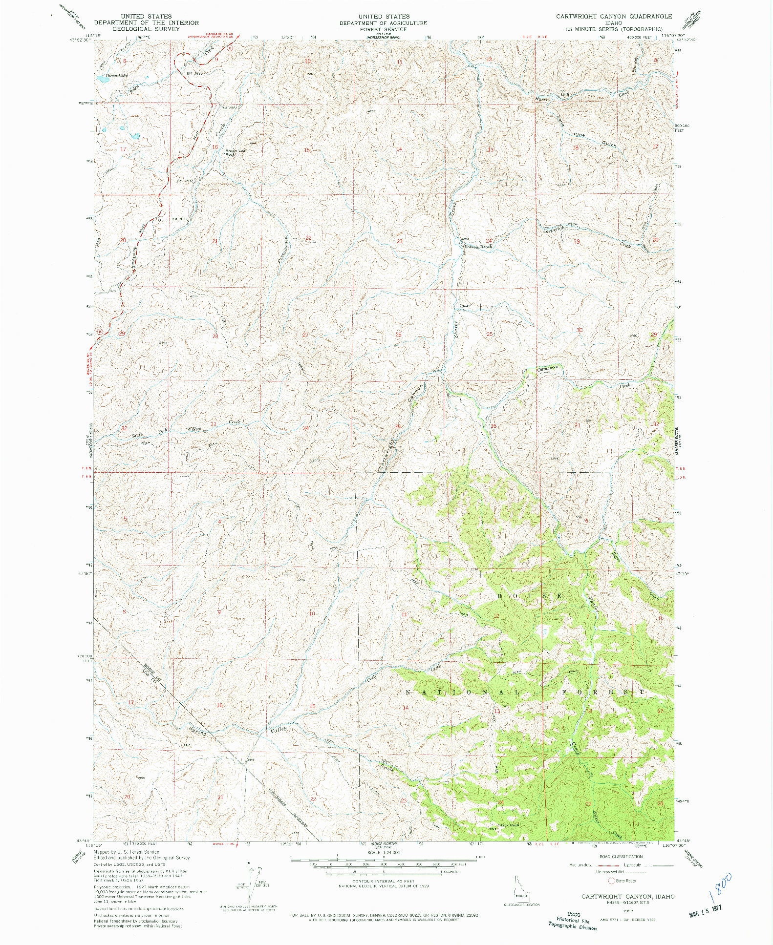USGS 1:24000-SCALE QUADRANGLE FOR CARTWRIGHT CANYON, ID 1957