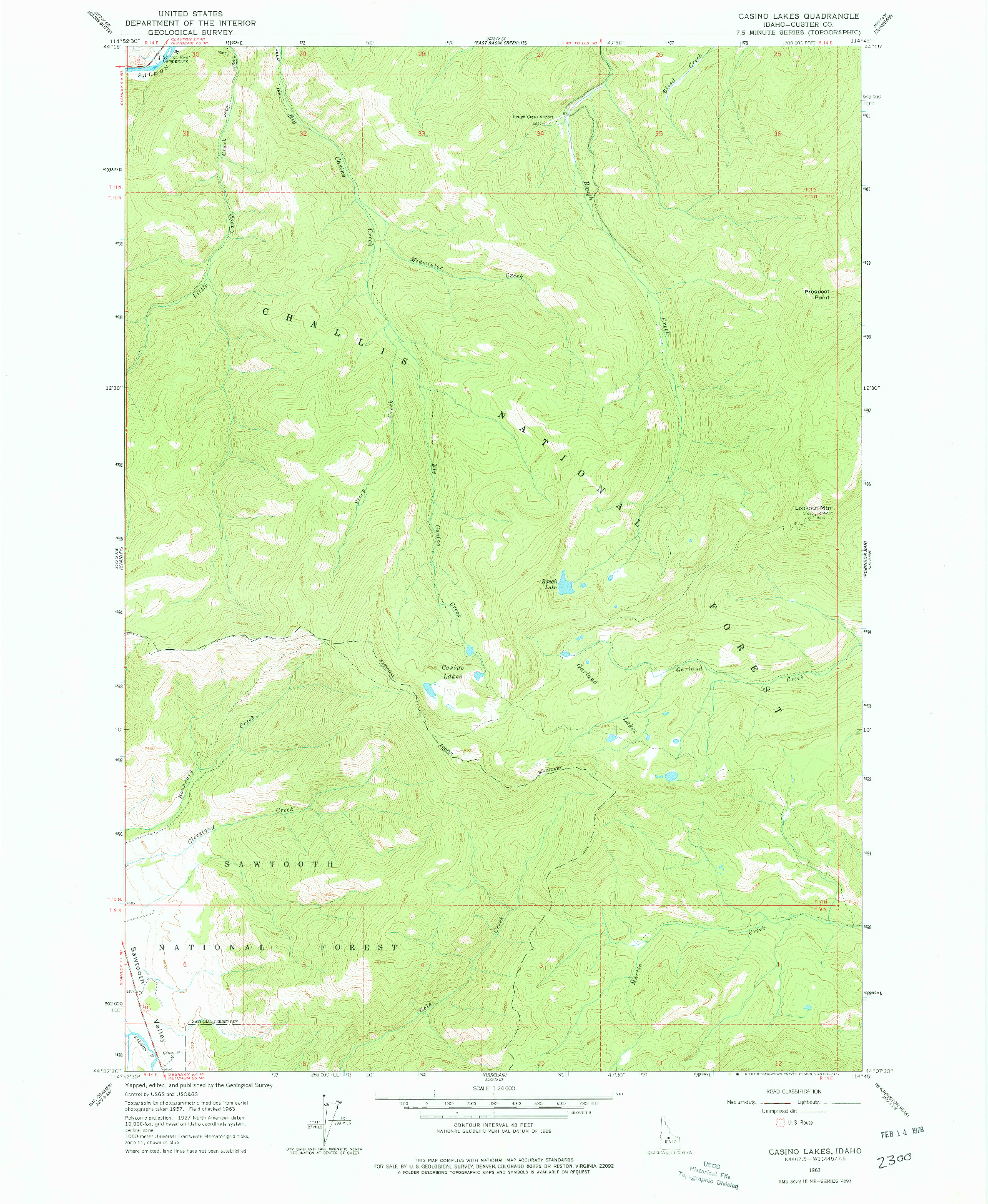 USGS 1:24000-SCALE QUADRANGLE FOR CASINO LAKES, ID 1963