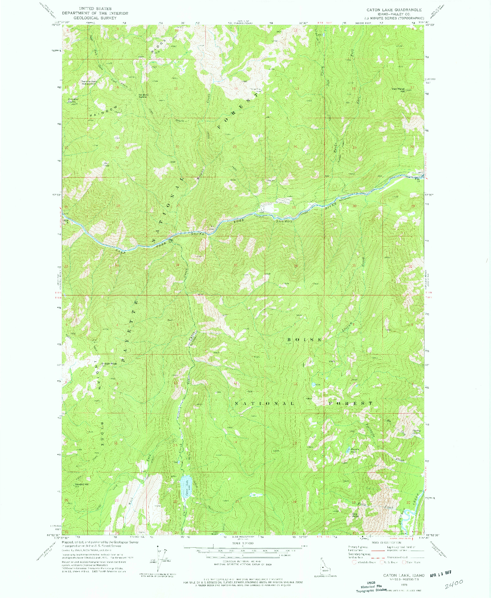 USGS 1:24000-SCALE QUADRANGLE FOR CATON LAKE, ID 1973