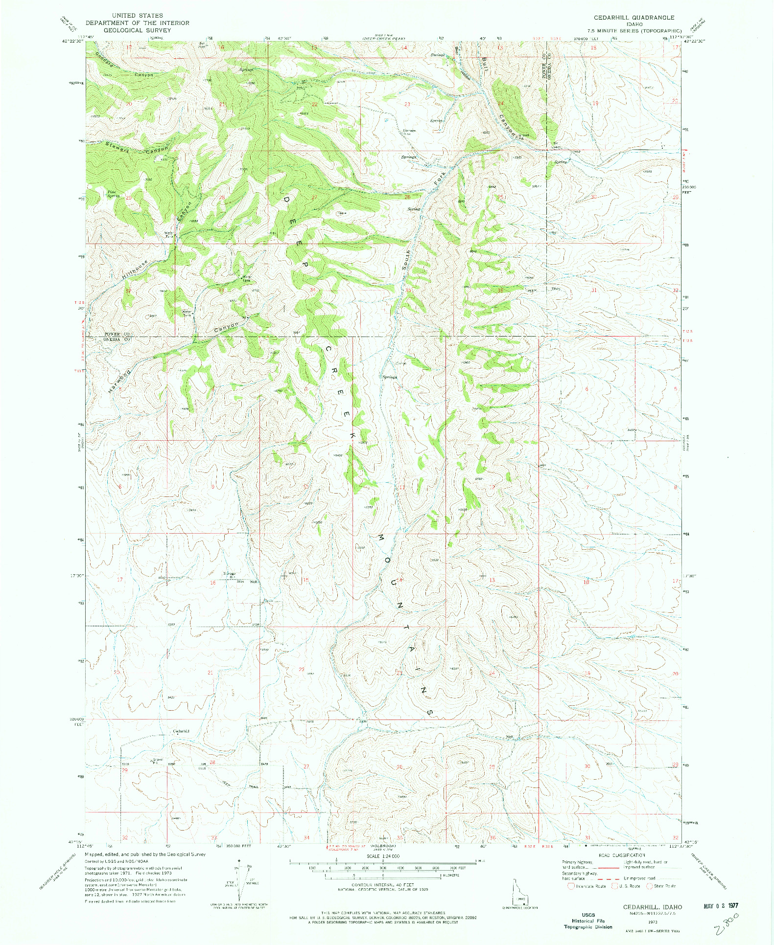 USGS 1:24000-SCALE QUADRANGLE FOR CEDARHILL, ID 1973
