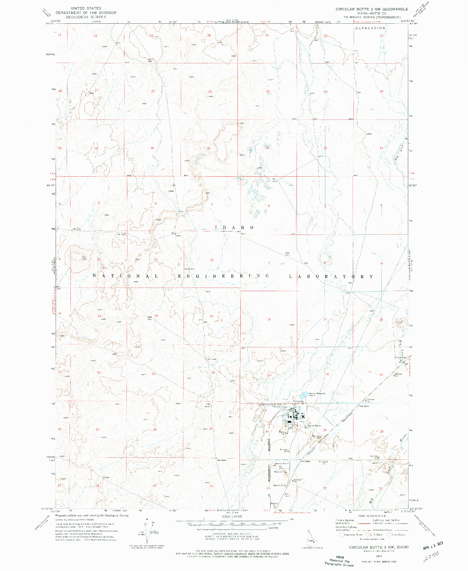 USGS 1:24000-SCALE QUADRANGLE FOR CIRCULAR BUTTE 3 NW, ID 1973