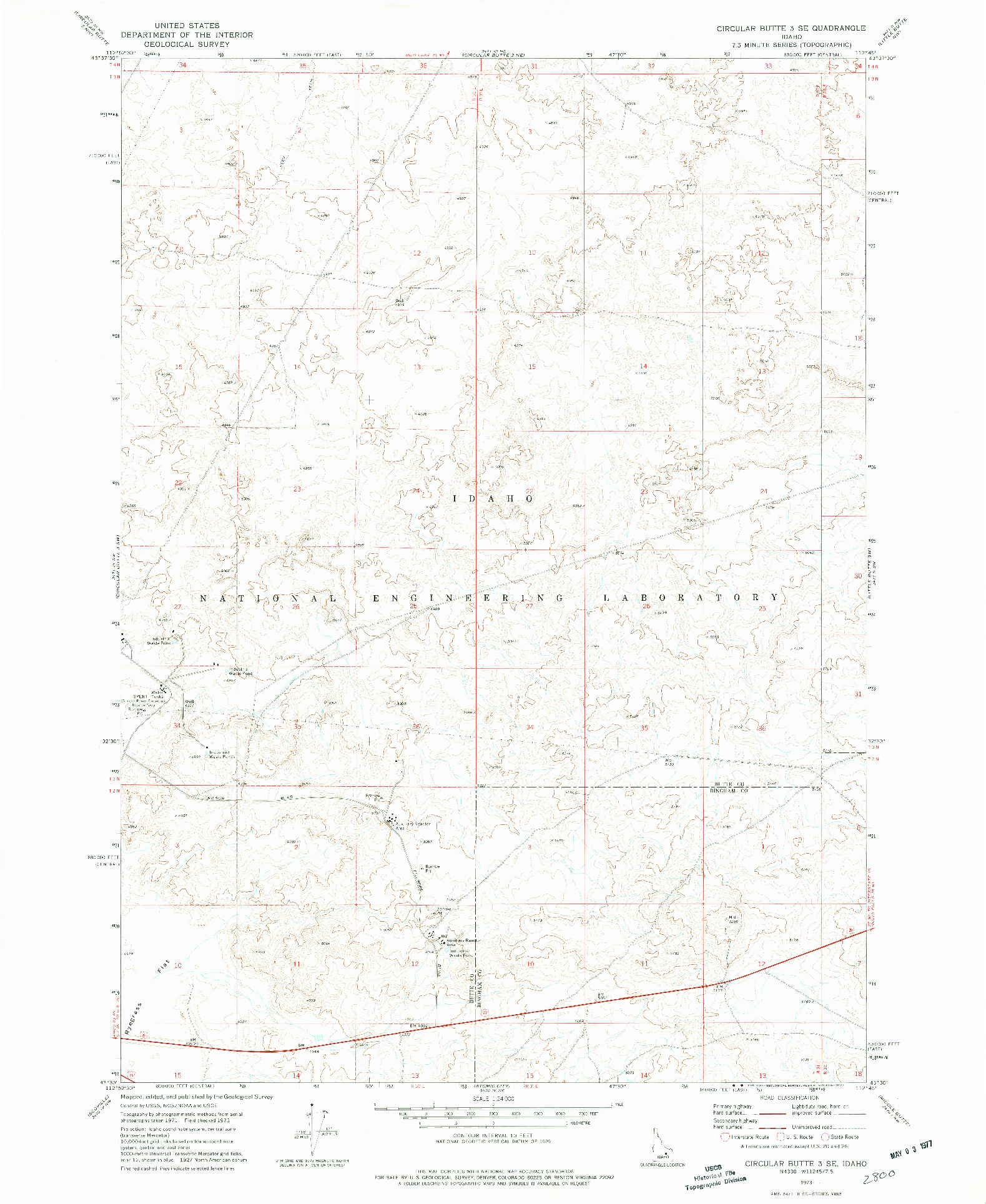 USGS 1:24000-SCALE QUADRANGLE FOR CIRCULAR BUTTE 3 SE, ID 1973