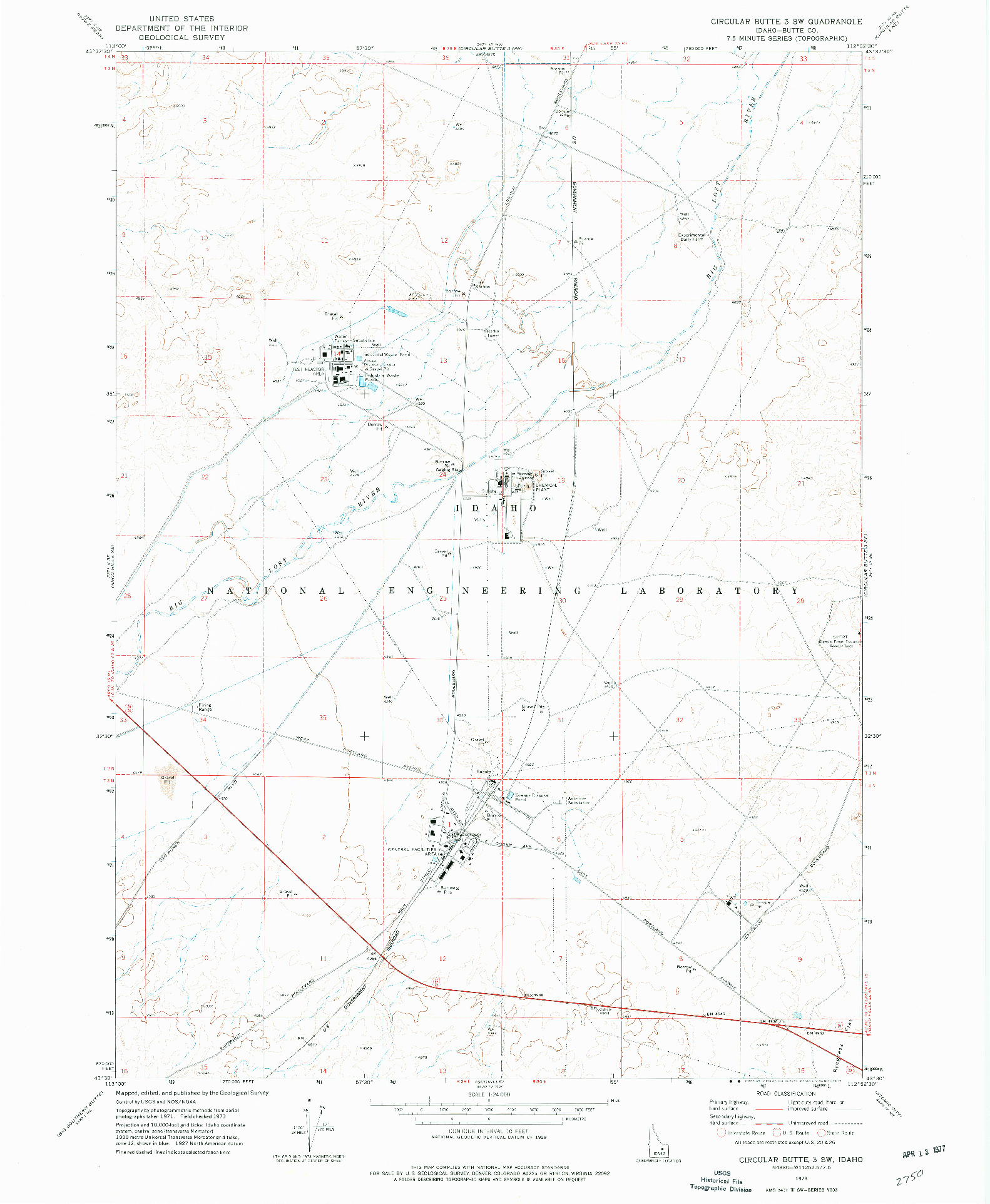 USGS 1:24000-SCALE QUADRANGLE FOR CIRCULAR BUTTE 3 SW, ID 1973