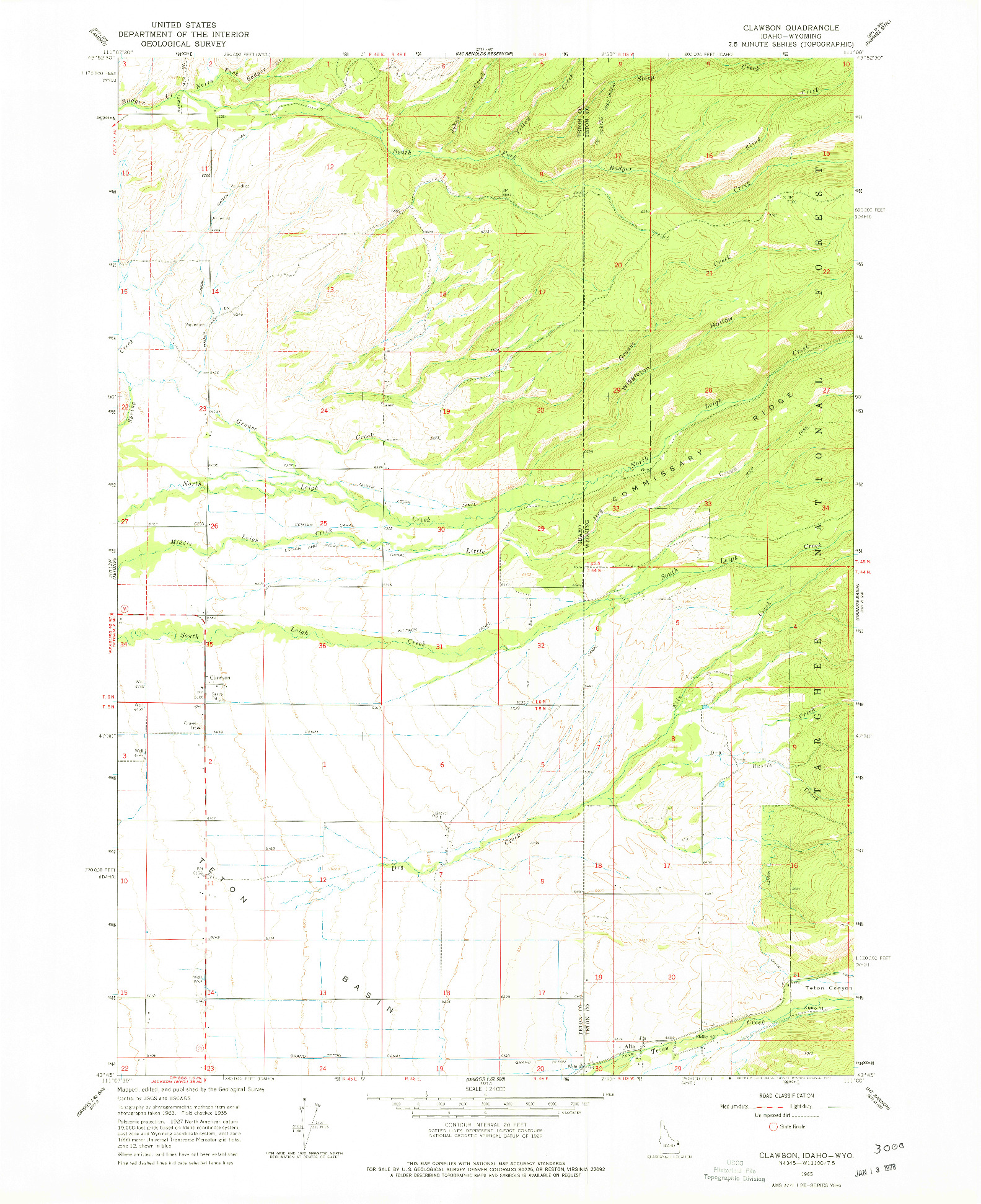 USGS 1:24000-SCALE QUADRANGLE FOR CLAWSON, ID 1965
