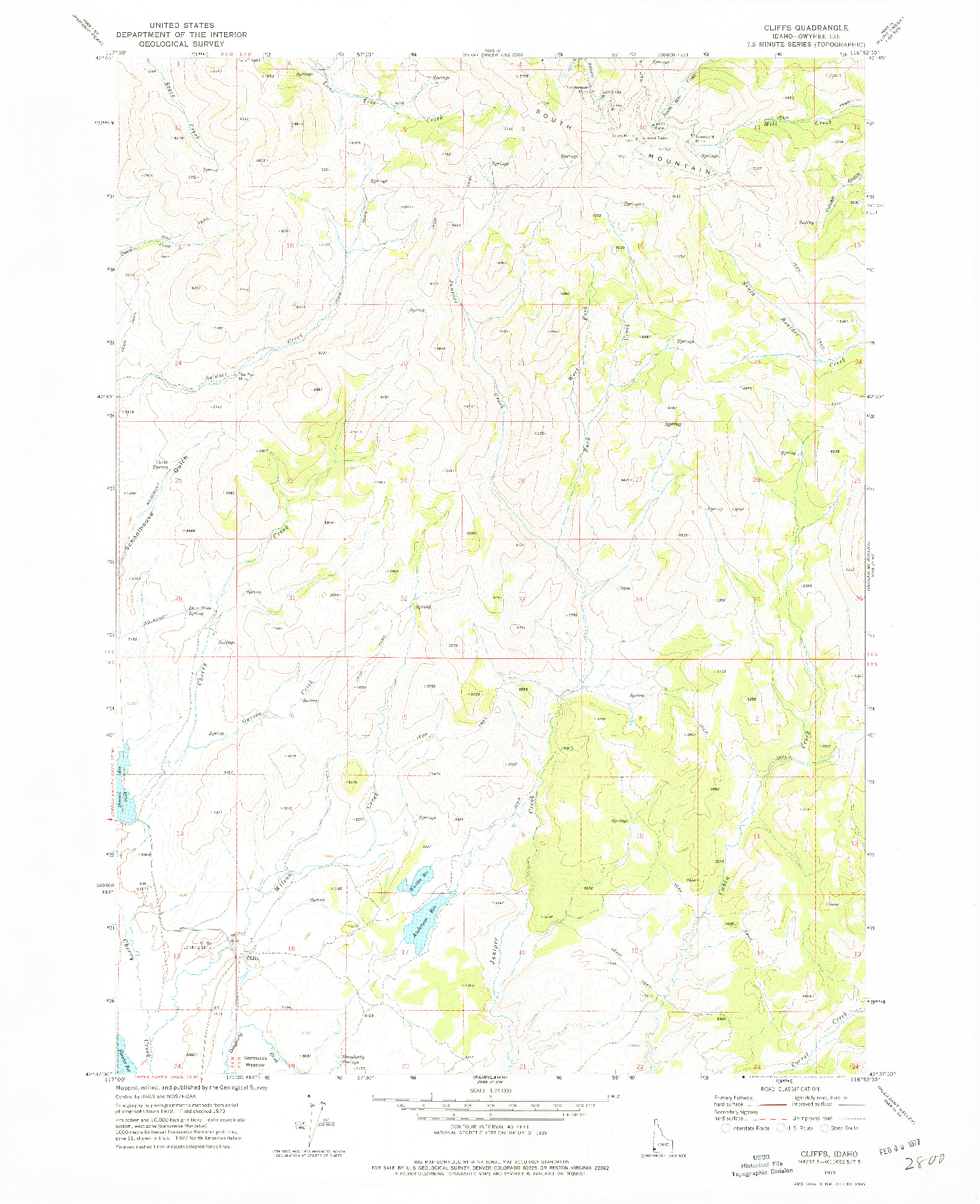 USGS 1:24000-SCALE QUADRANGLE FOR CLIFFS, ID 1973