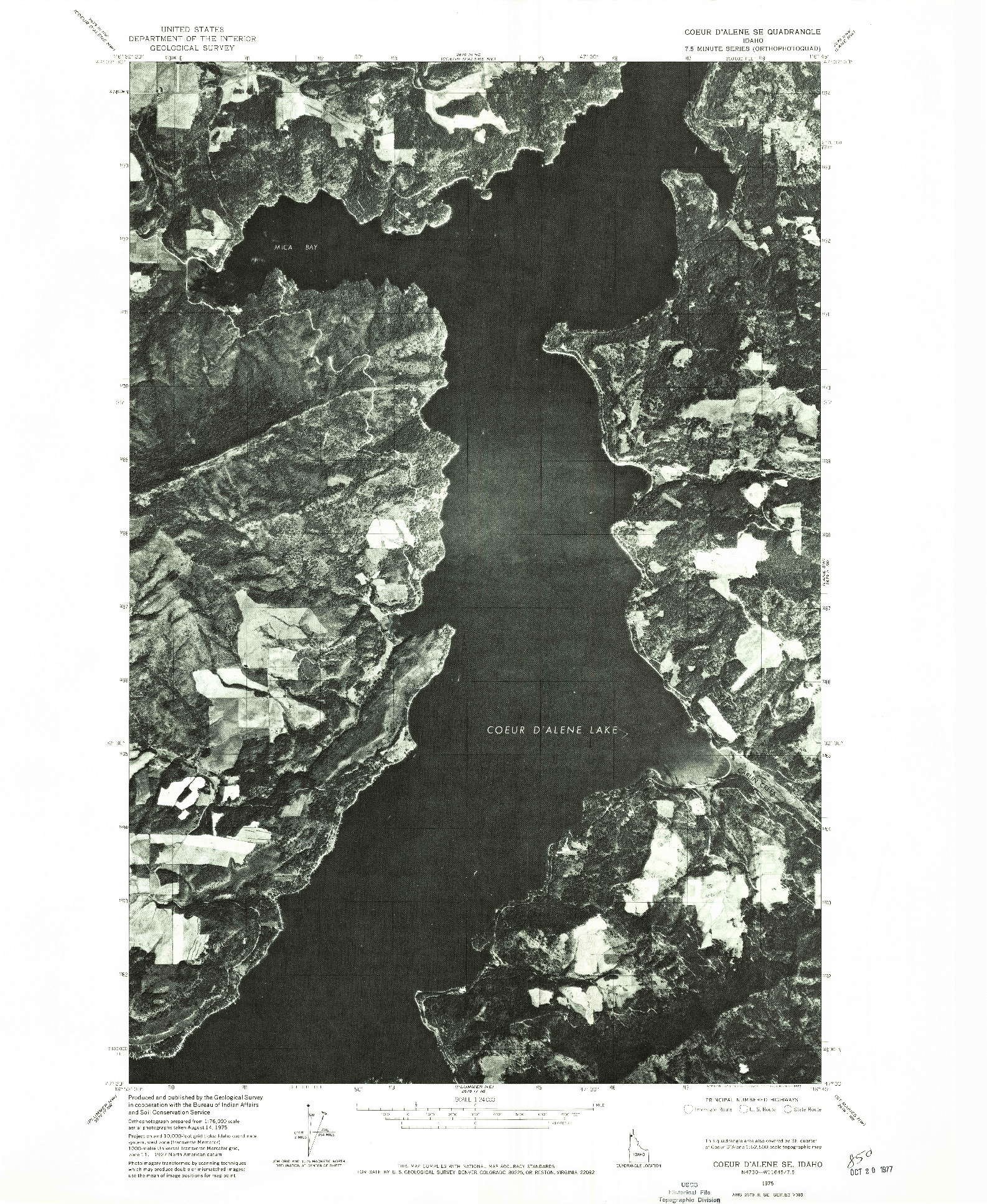 USGS 1:24000-SCALE QUADRANGLE FOR COEUR D'ALENE SE, ID 1975