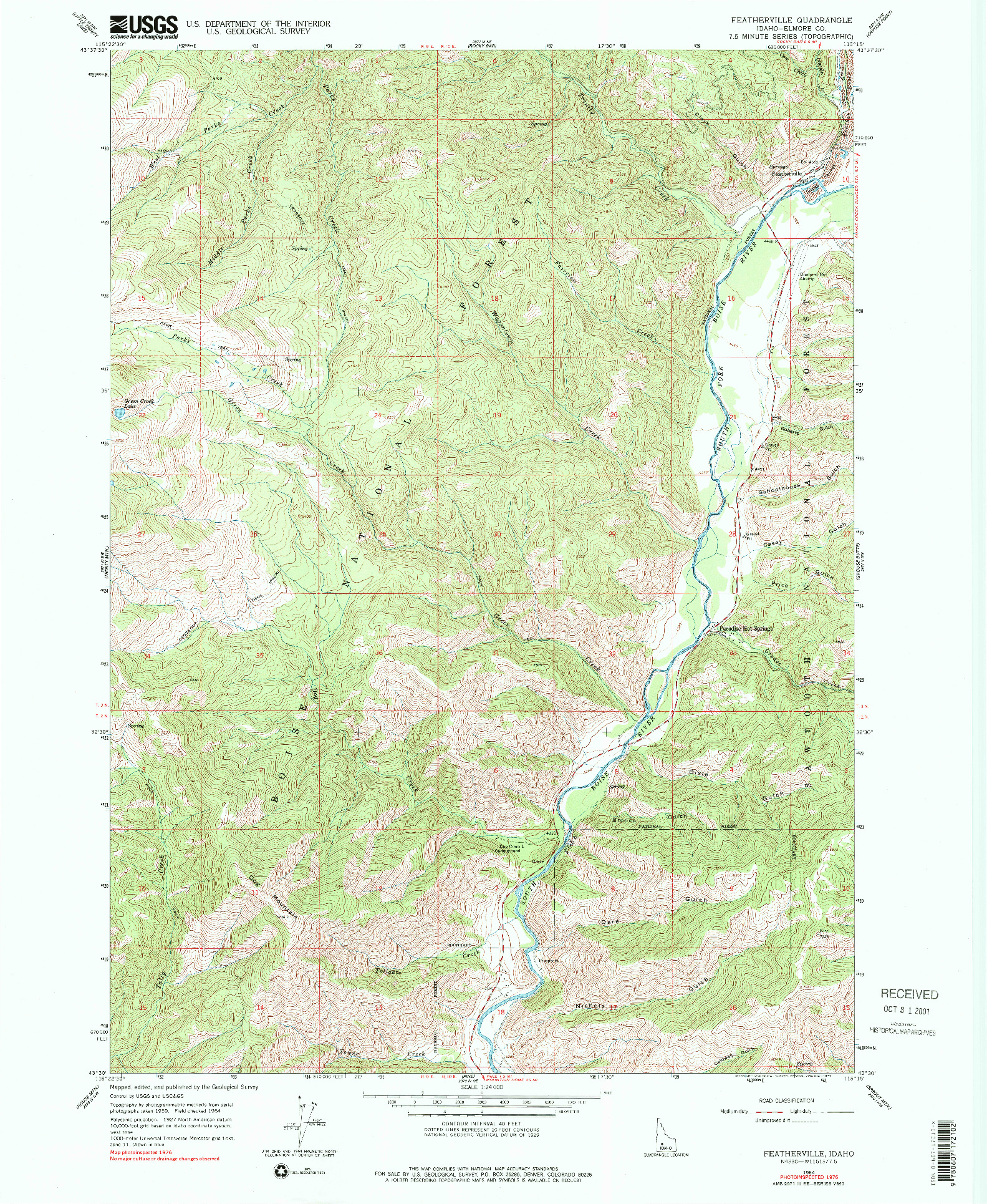 USGS 1:24000-SCALE QUADRANGLE FOR FEATHERVILLE, ID 1964