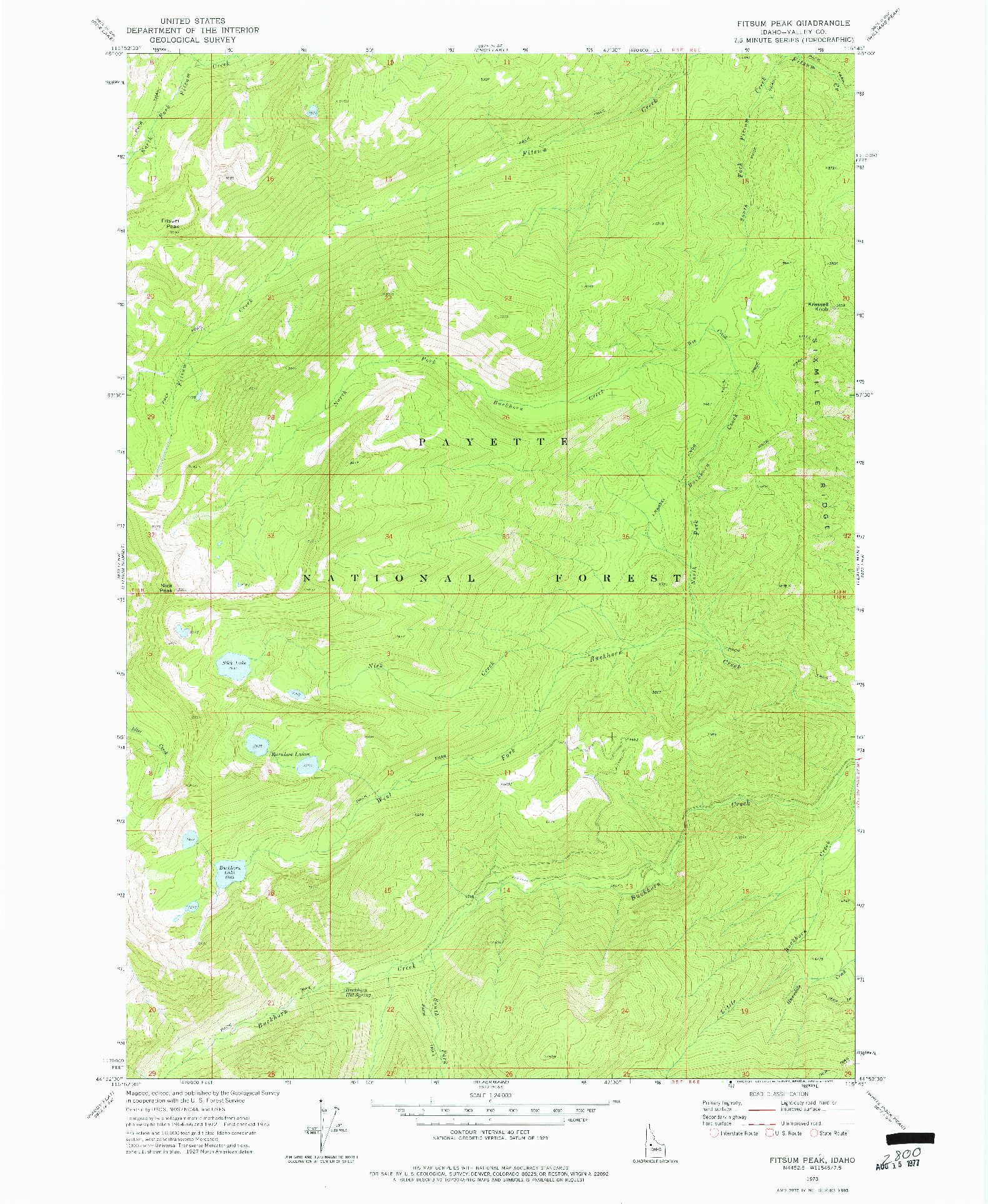 USGS 1:24000-SCALE QUADRANGLE FOR FITSUM PEAK, ID 1973
