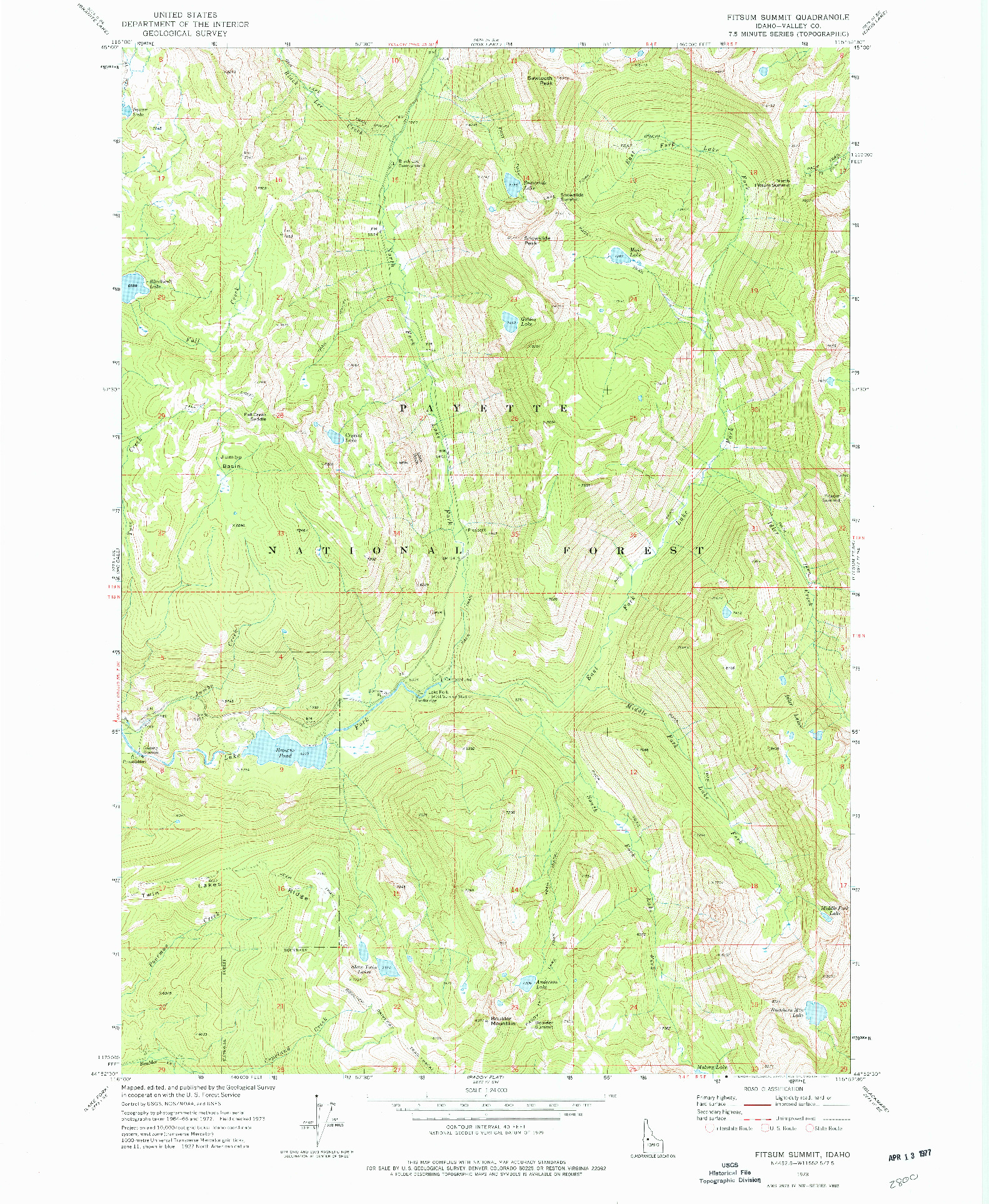 USGS 1:24000-SCALE QUADRANGLE FOR FITSUM SUMMIT, ID 1973