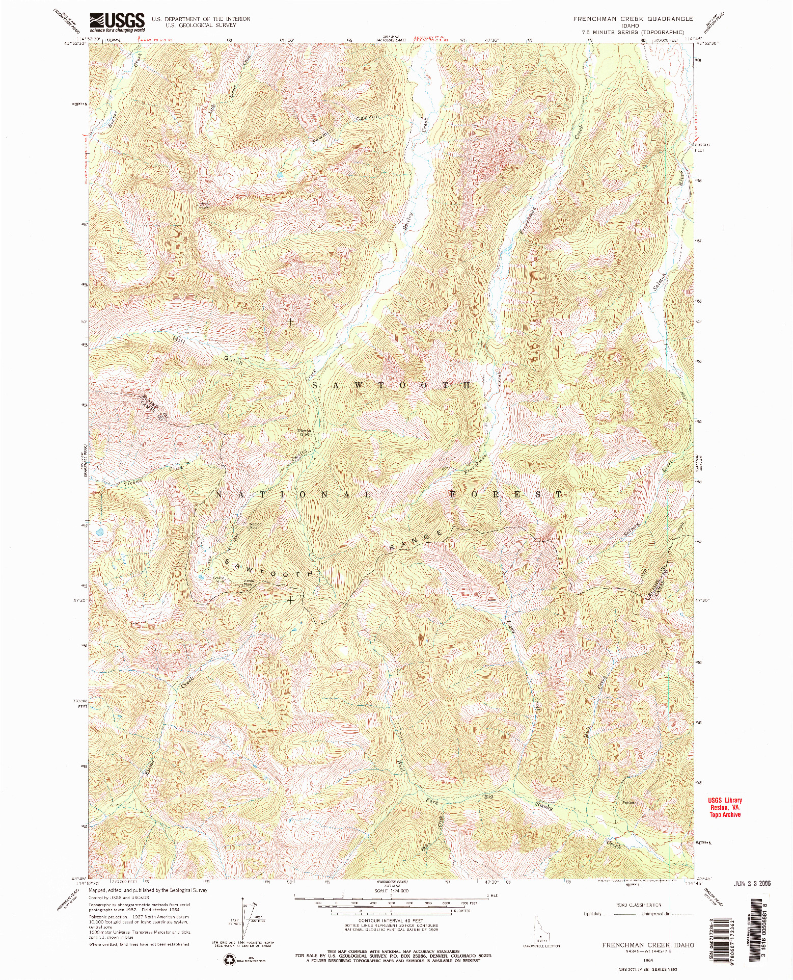 USGS 1:24000-SCALE QUADRANGLE FOR FRENCHMAN CREEK, ID 1964