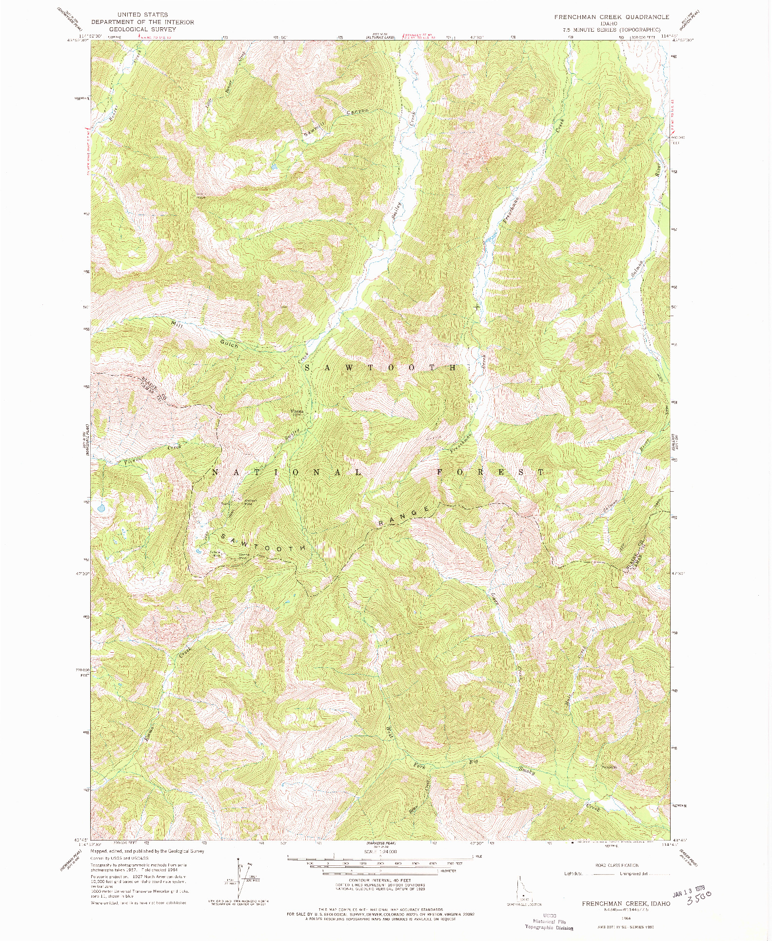 USGS 1:24000-SCALE QUADRANGLE FOR FRENCHMAN CREEK, ID 1964