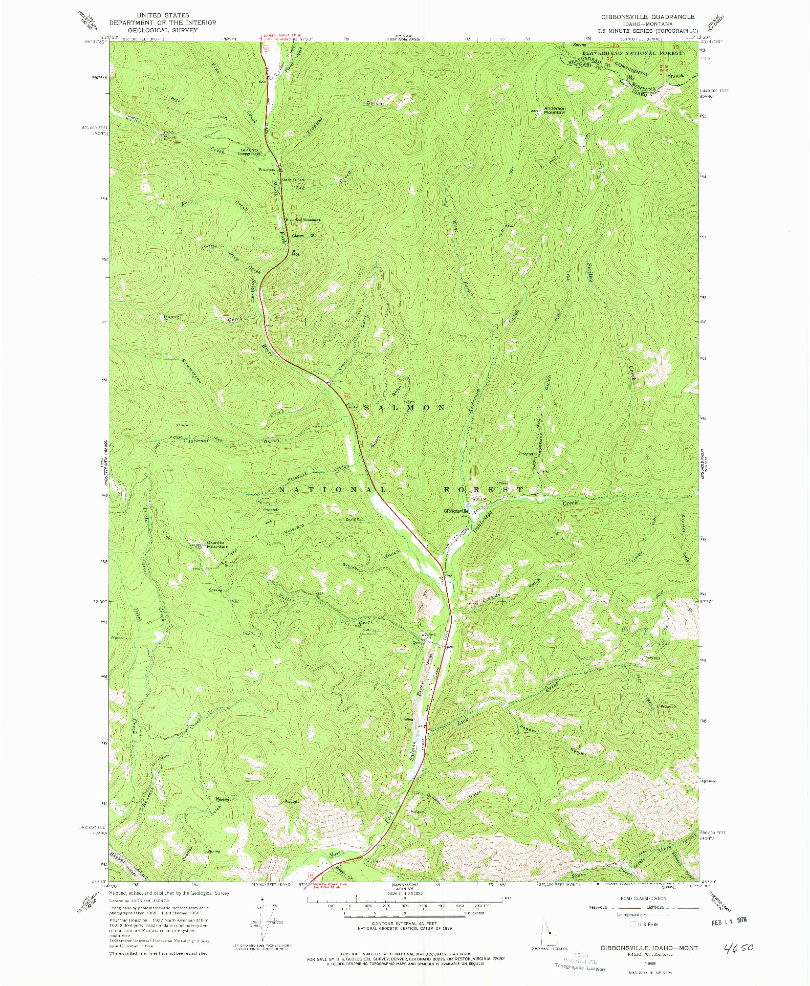 USGS 1:24000-SCALE QUADRANGLE FOR GIBBONSVILLE, ID 1966