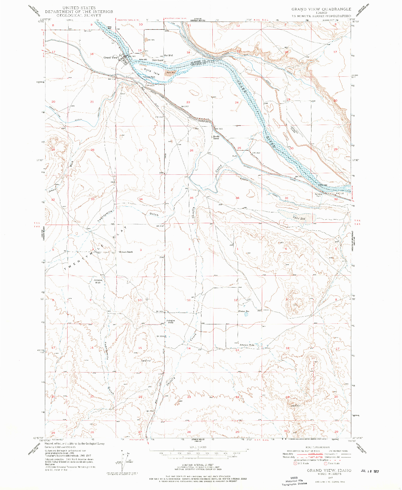 USGS 1:24000-SCALE QUADRANGLE FOR GRAND VIEW, ID 1947