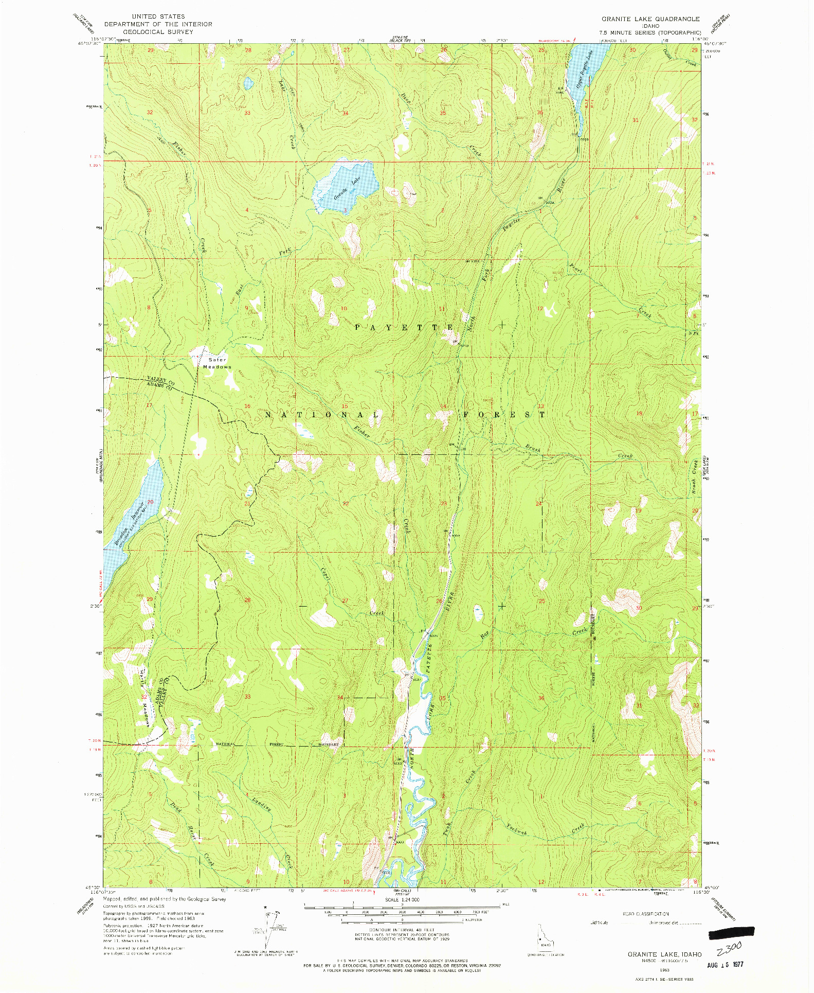 USGS 1:24000-SCALE QUADRANGLE FOR GRANITE LAKE, ID 1963