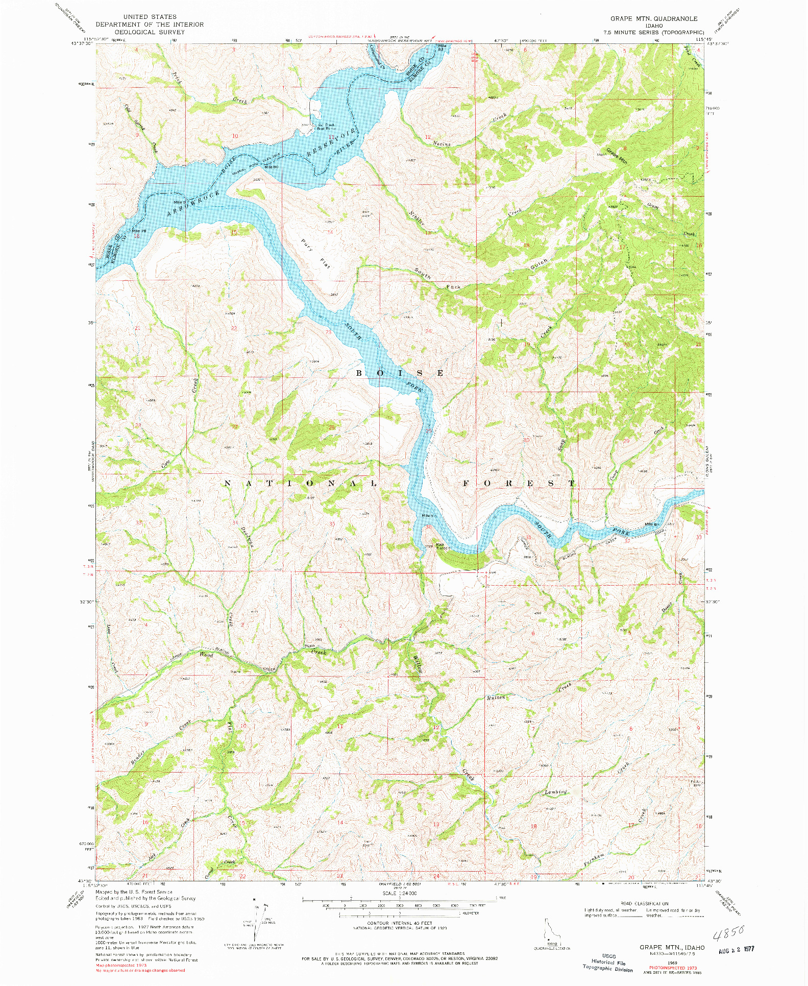 USGS 1:24000-SCALE QUADRANGLE FOR GRAPE MTN, ID 1969