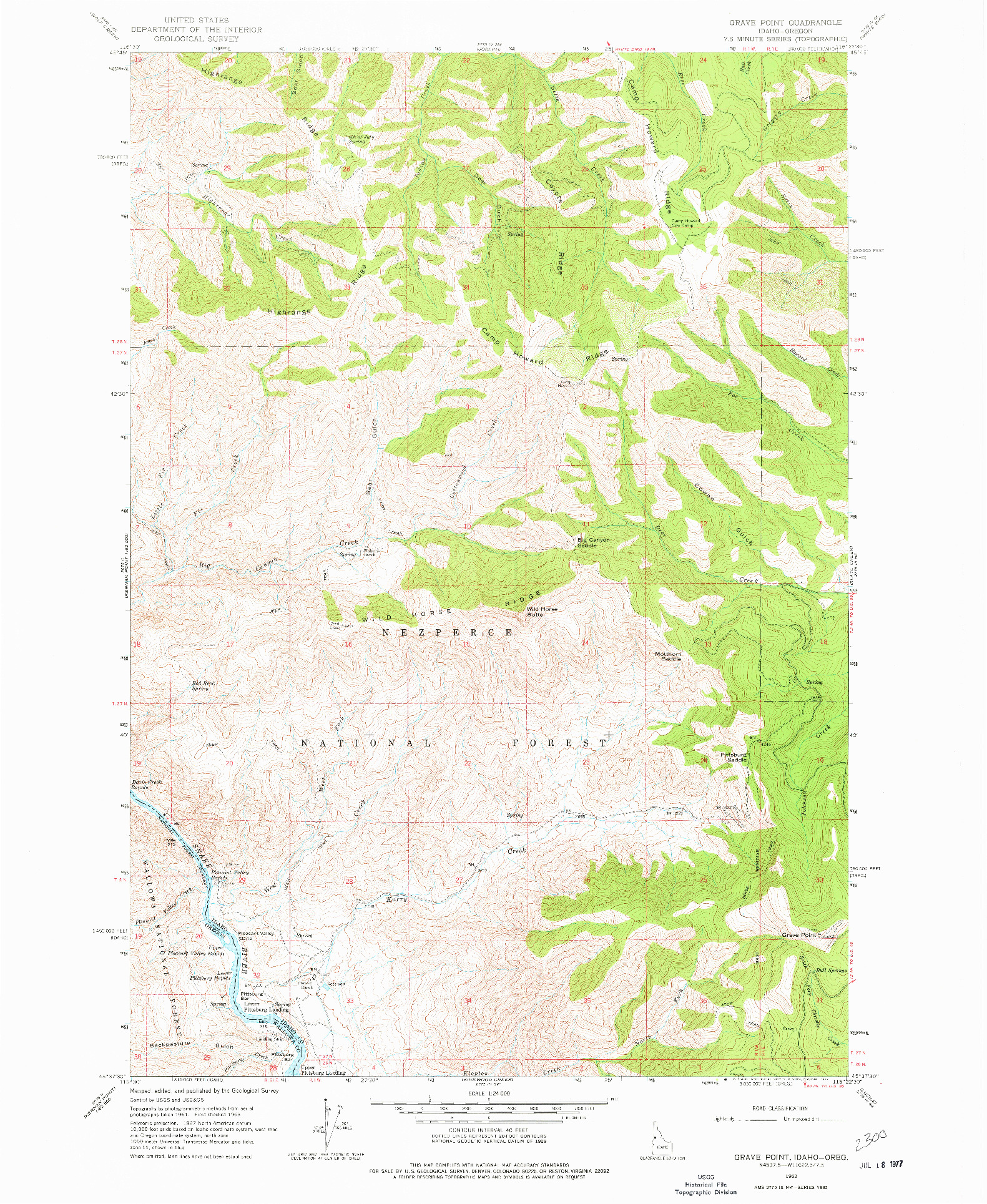 USGS 1:24000-SCALE QUADRANGLE FOR GRAVE POINT, ID 1963