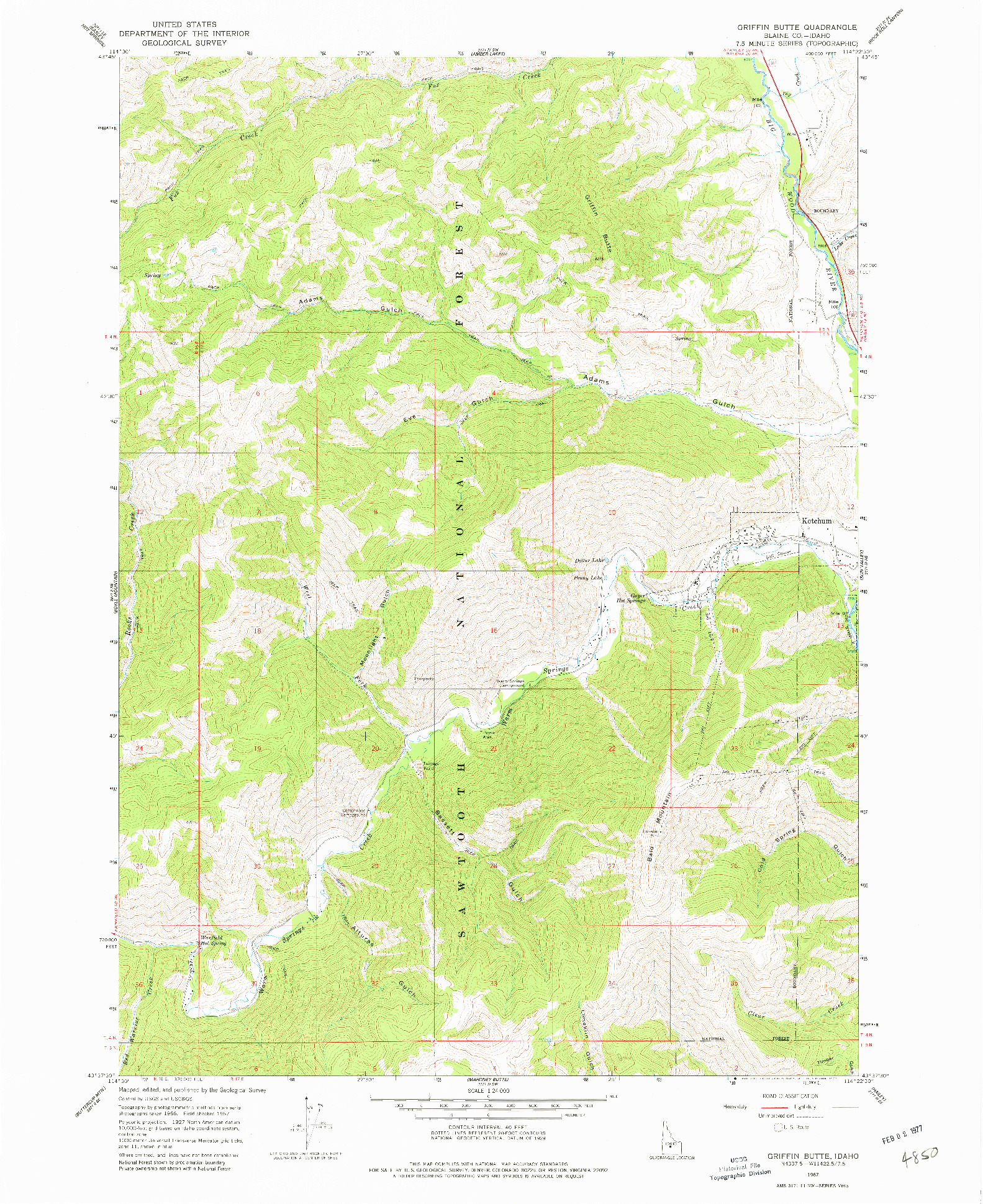 USGS 1:24000-SCALE QUADRANGLE FOR GRIFFIN BUTTE, ID 1967