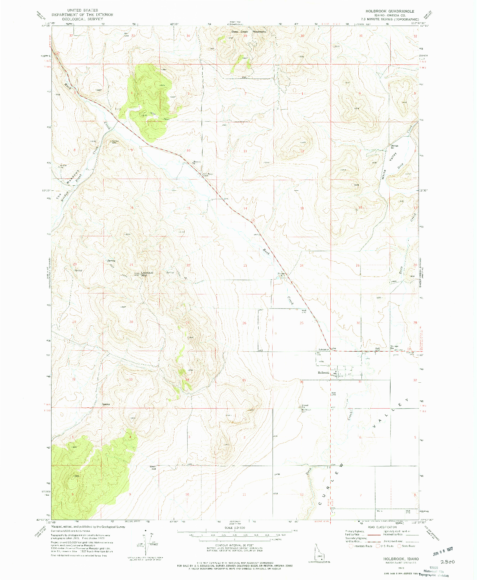 USGS 1:24000-SCALE QUADRANGLE FOR HOLBROOK, ID 1973