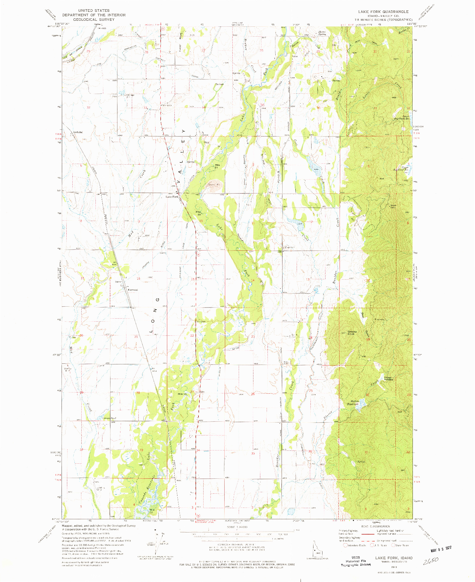 USGS 1:24000-SCALE QUADRANGLE FOR LAKE FORK, ID 1973