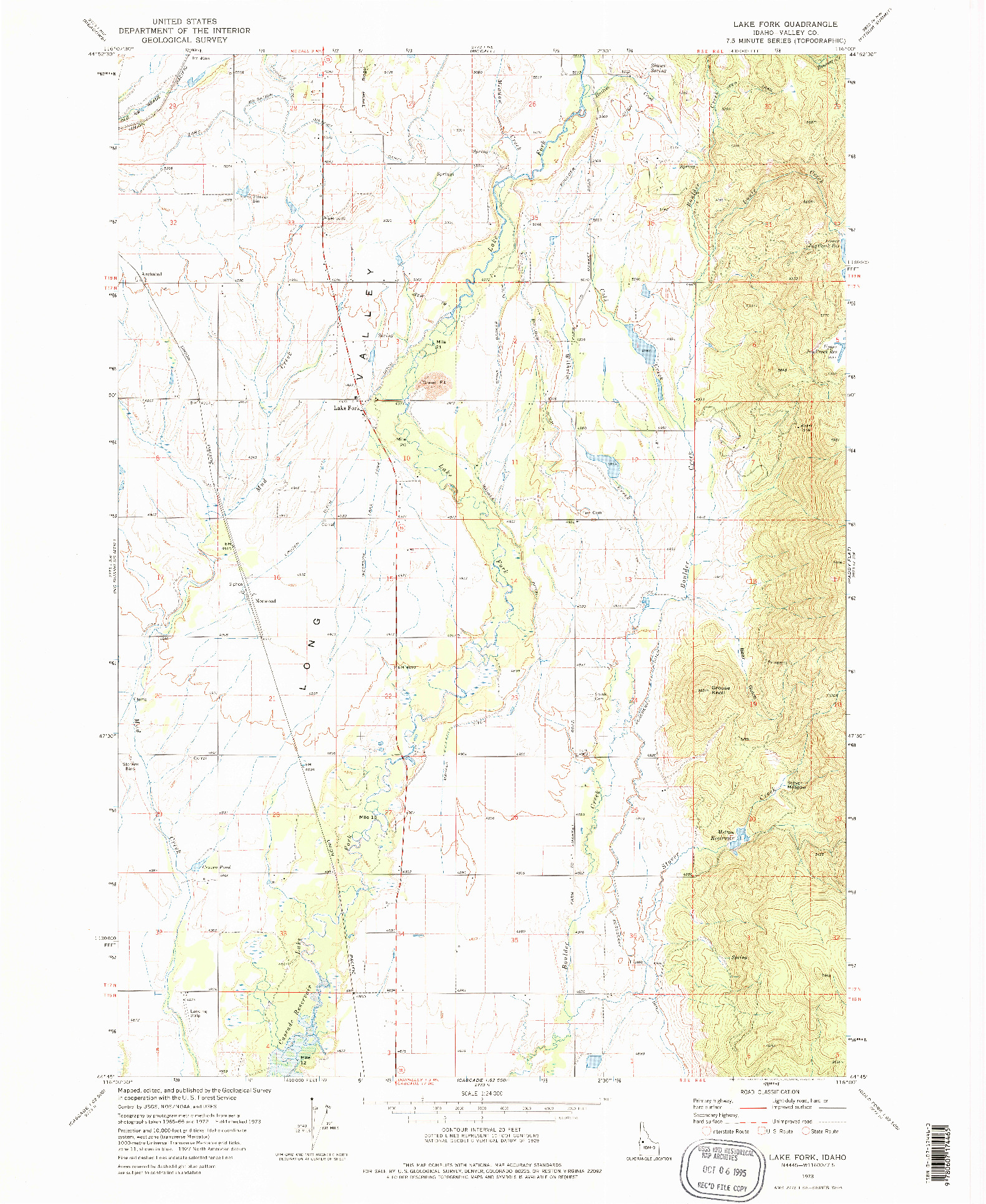 USGS 1:24000-SCALE QUADRANGLE FOR LAKE FORK, ID 1973