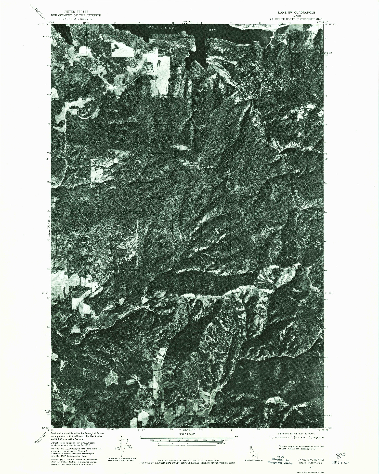 USGS 1:24000-SCALE QUADRANGLE FOR LANE SW, ID 1975