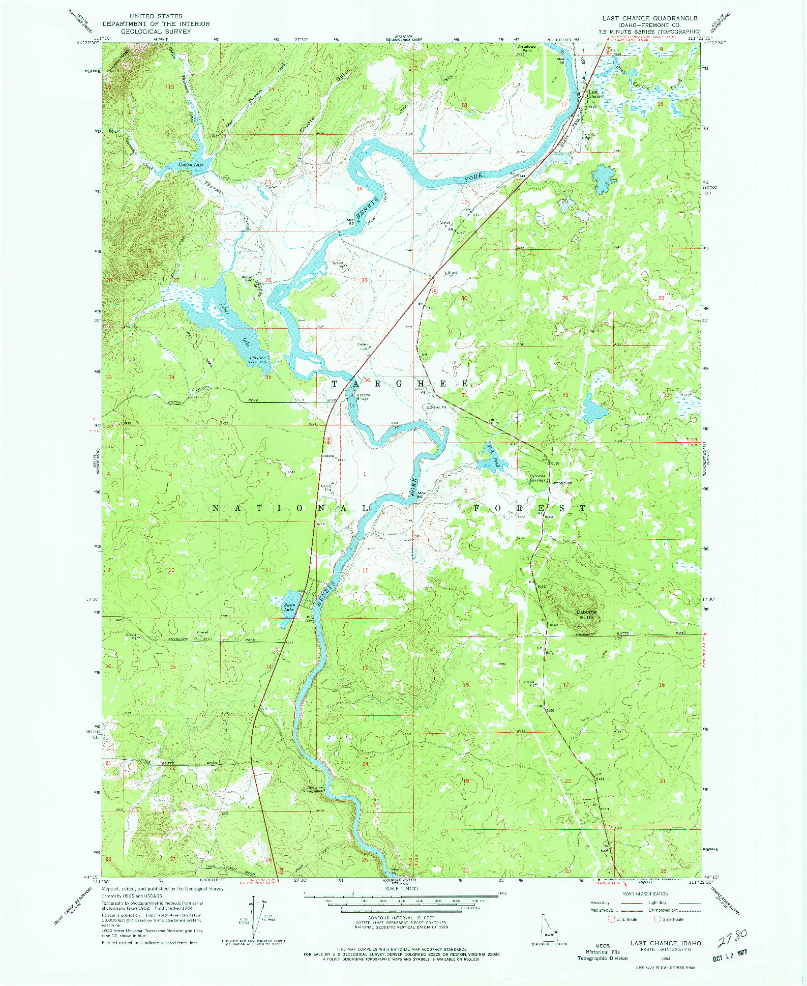 USGS 1:24000-SCALE QUADRANGLE FOR LAST CHANCE, ID 1964