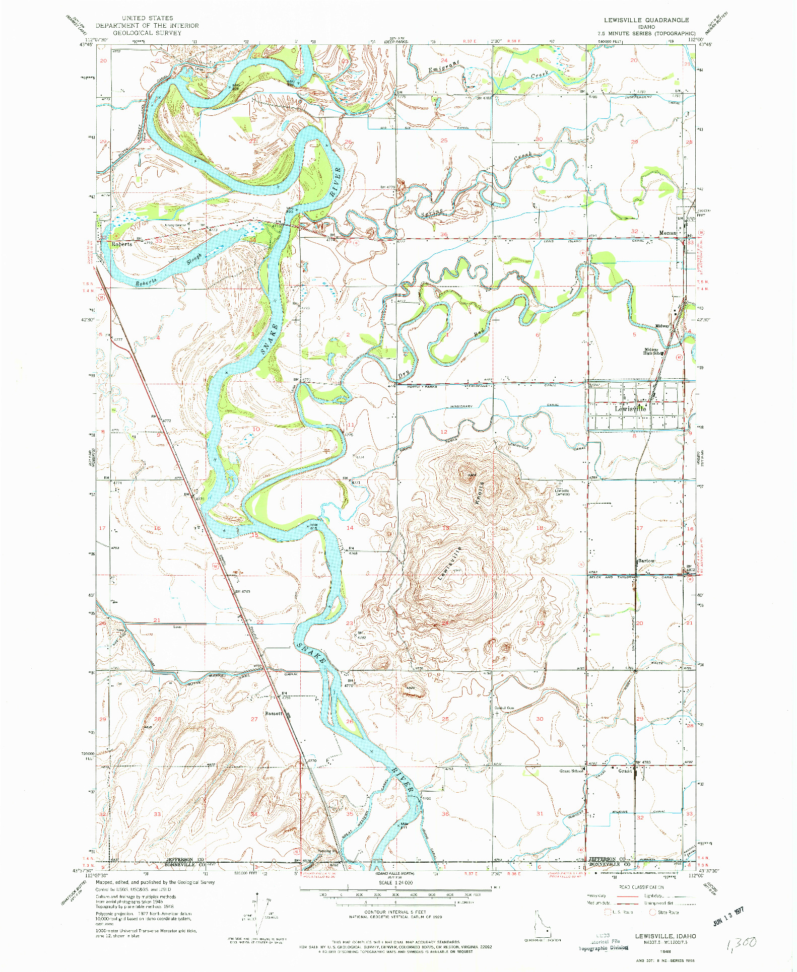 USGS 1:24000-SCALE QUADRANGLE FOR LEWISVILLE, ID 1948