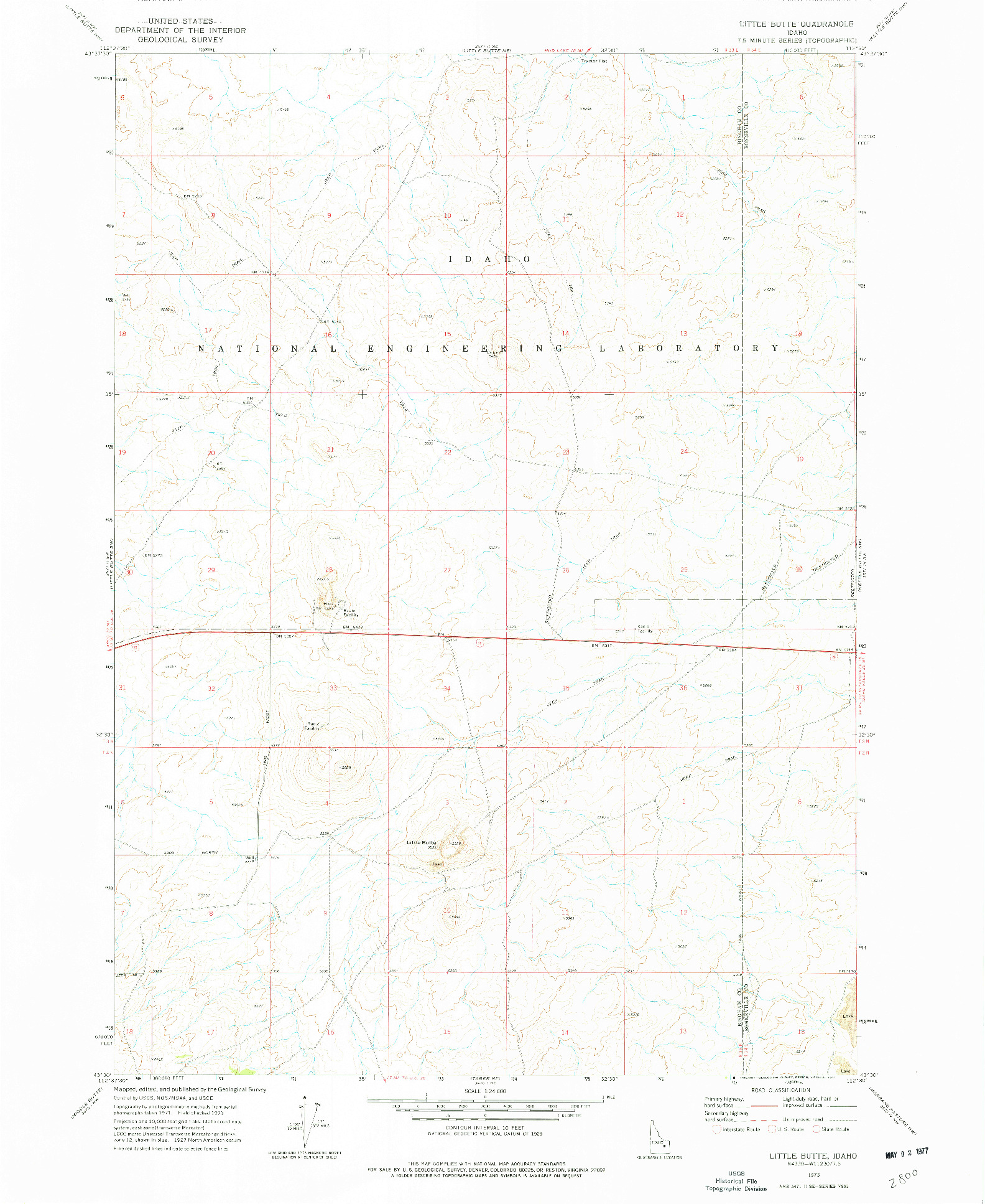 USGS 1:24000-SCALE QUADRANGLE FOR LITTLE BUTTE, ID 1973