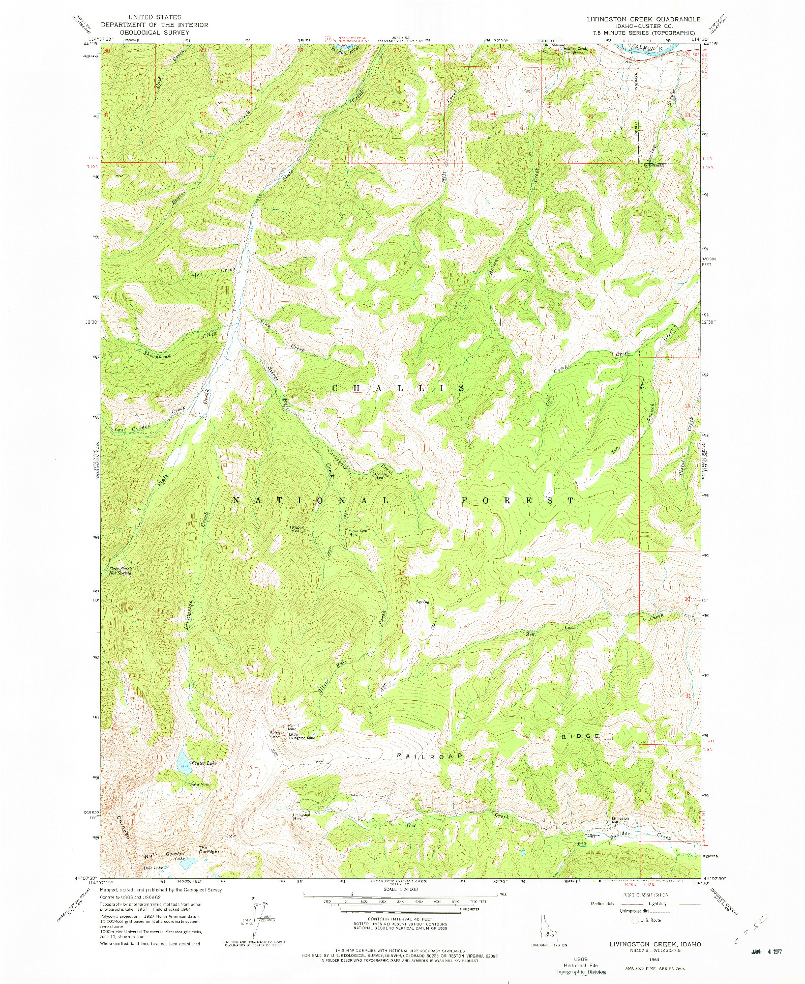 USGS 1:24000-SCALE QUADRANGLE FOR LIVINGSTON CREEK, ID 1964