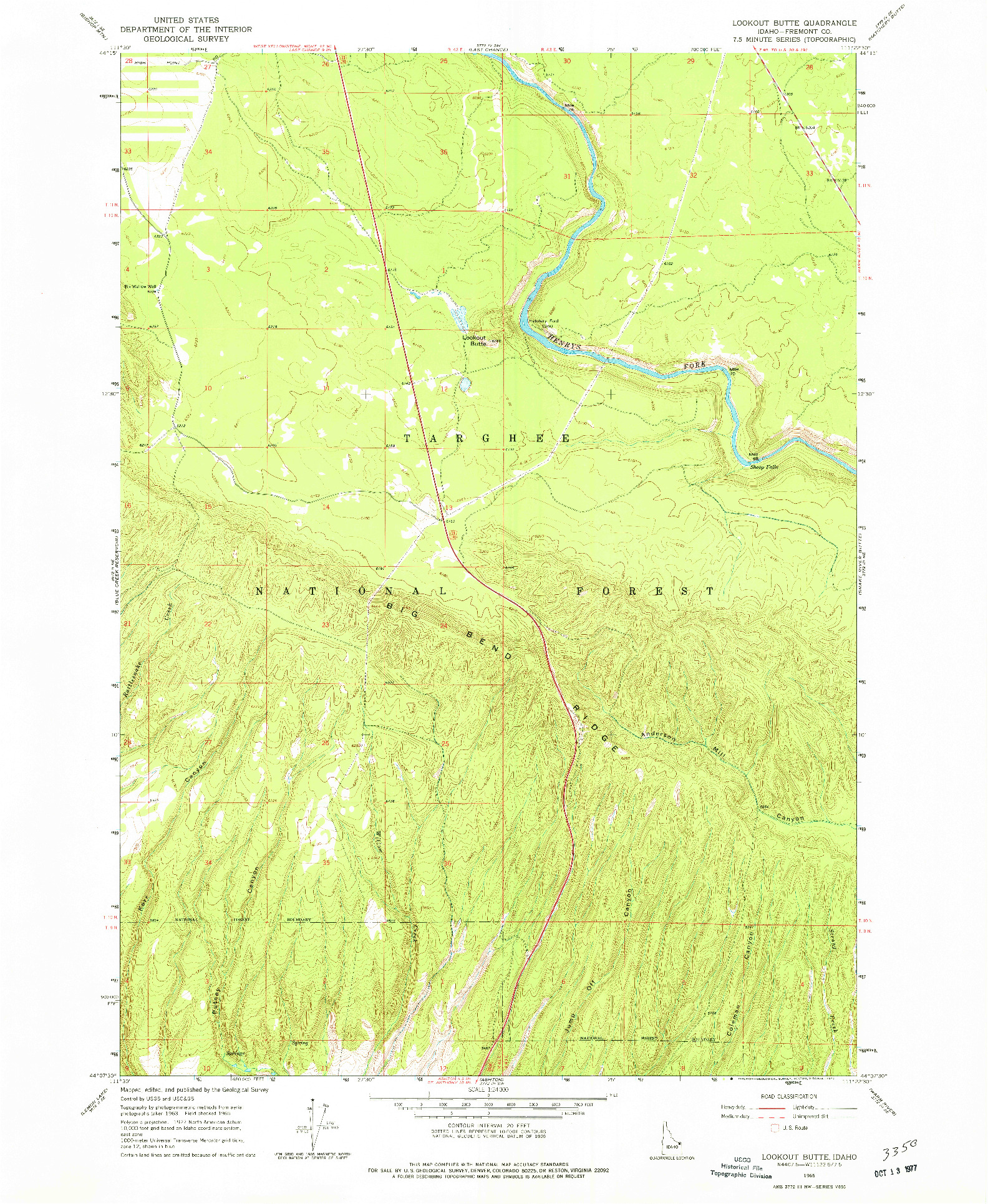 USGS 1:24000-SCALE QUADRANGLE FOR LOOKOUT BUTTE, ID 1965