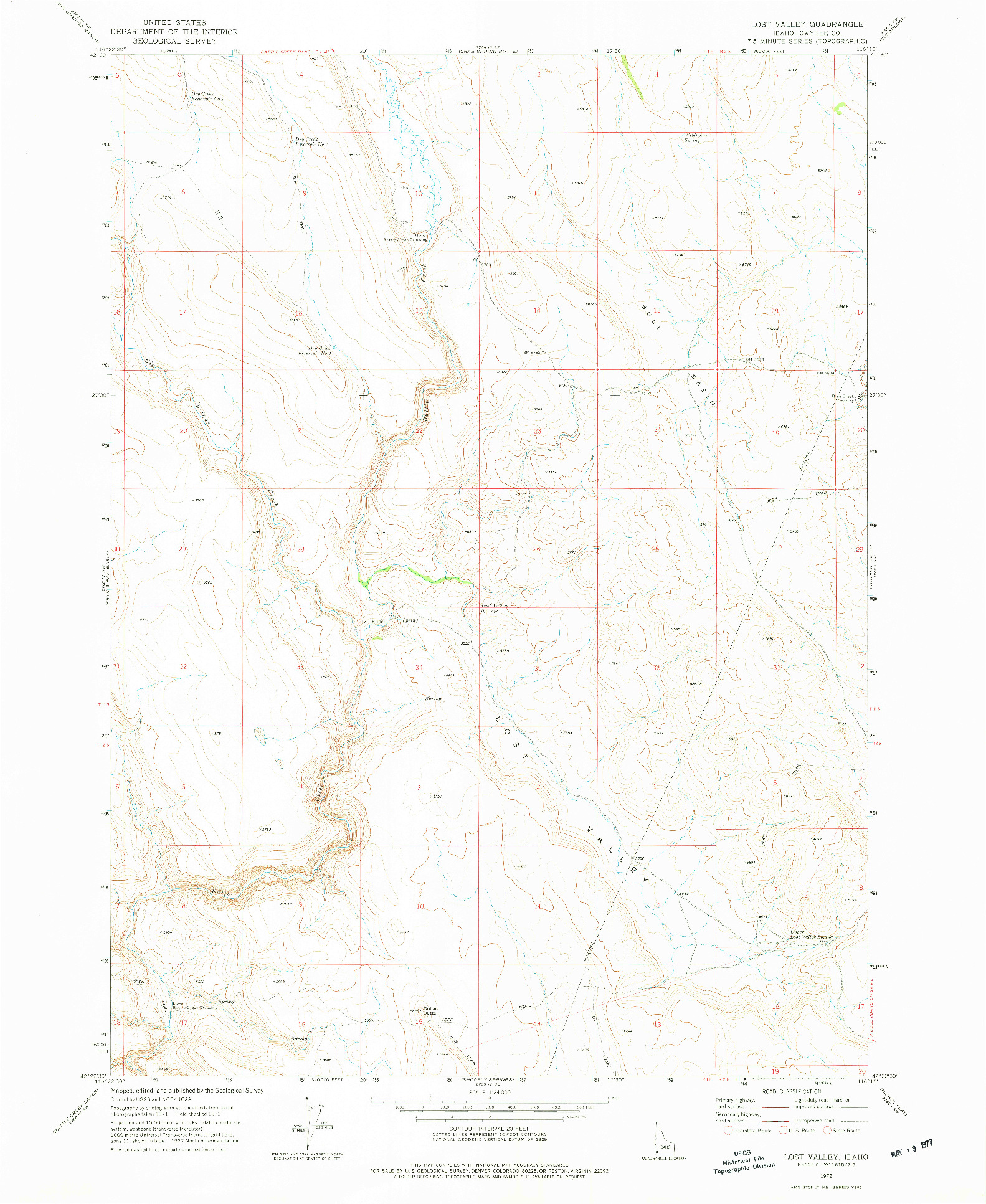 USGS 1:24000-SCALE QUADRANGLE FOR LOST VALLEY, ID 1972