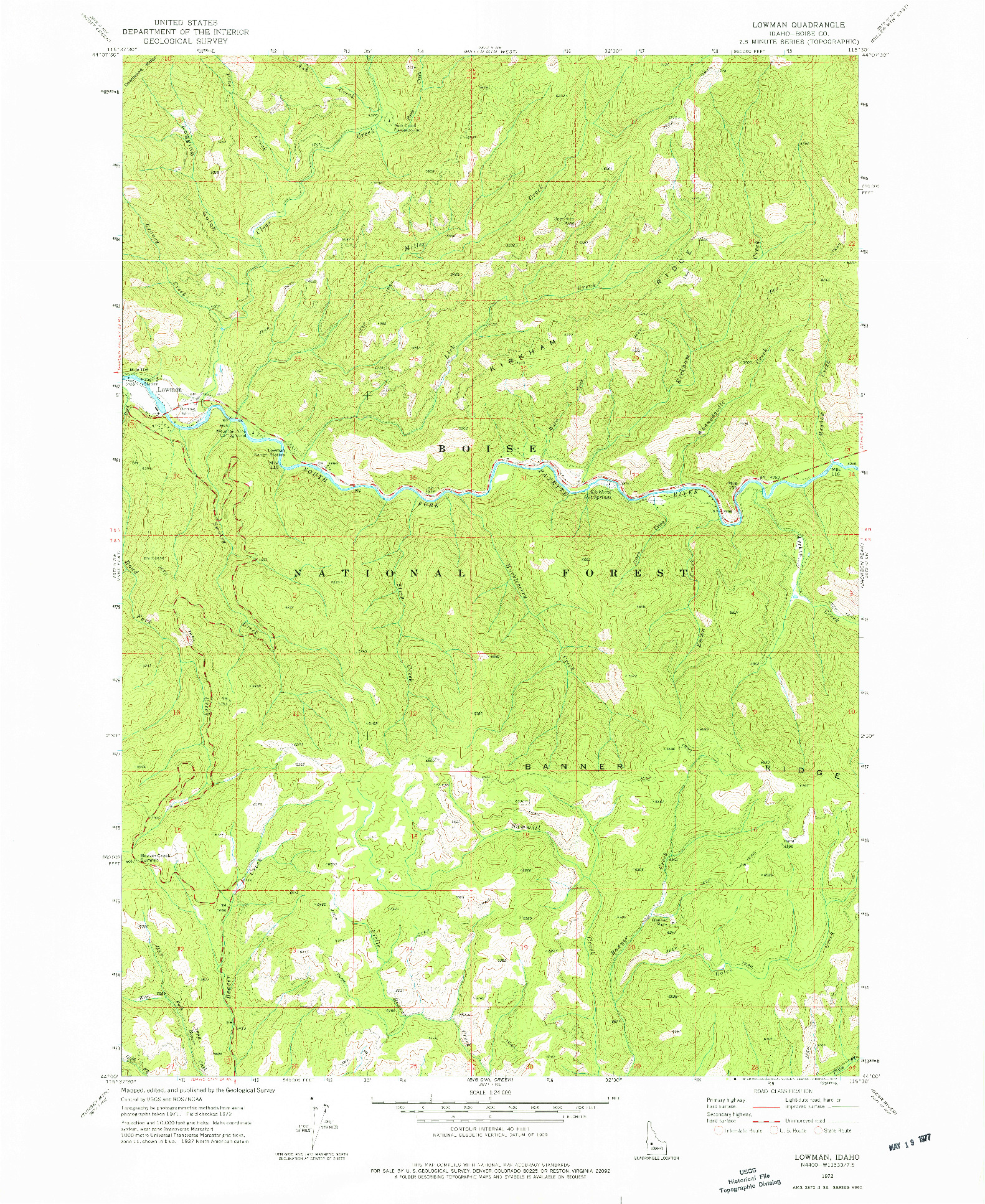USGS 1:24000-SCALE QUADRANGLE FOR LOWMAN, ID 1972