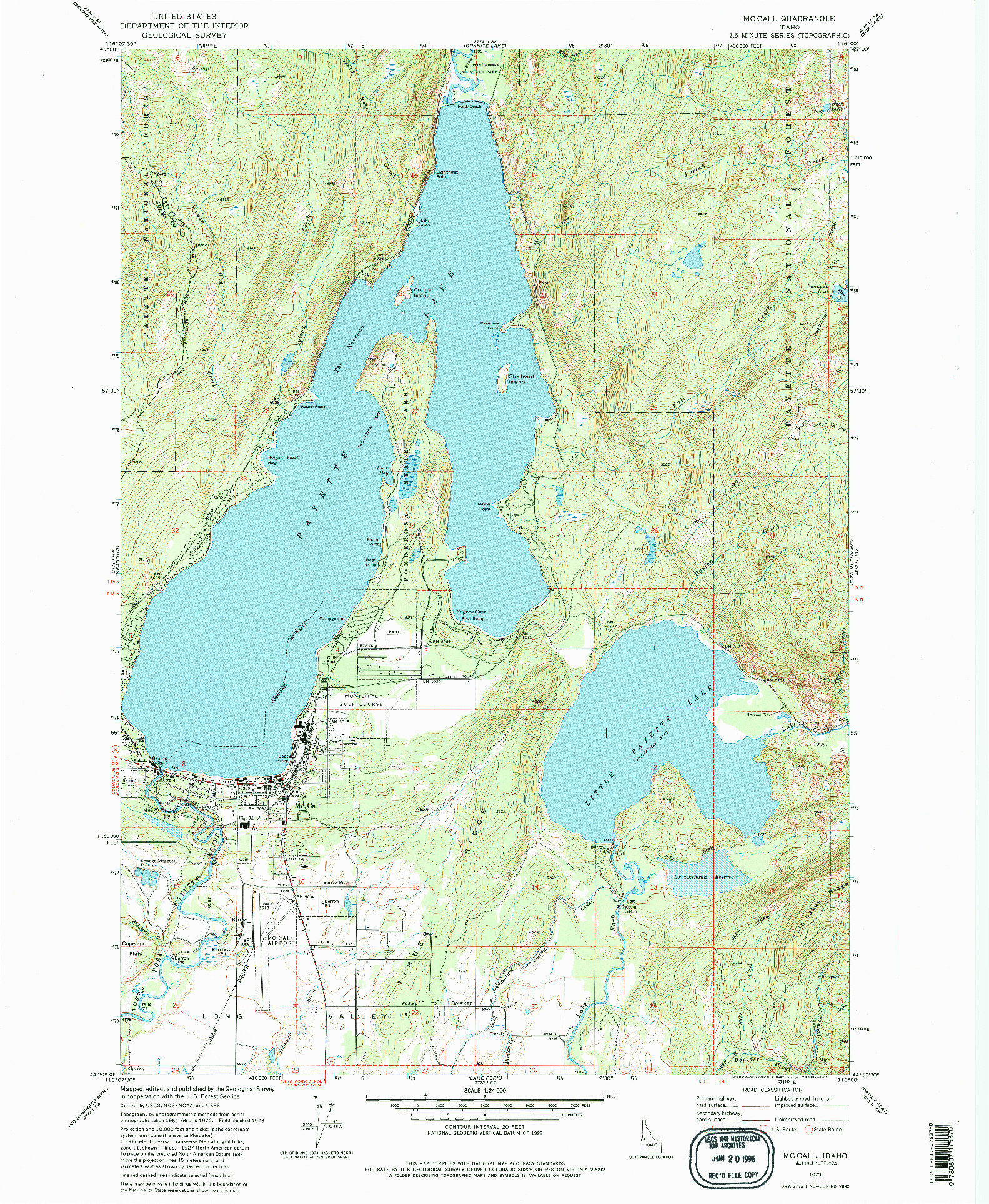 USGS 1:24000-SCALE QUADRANGLE FOR MCCALL, ID 1973