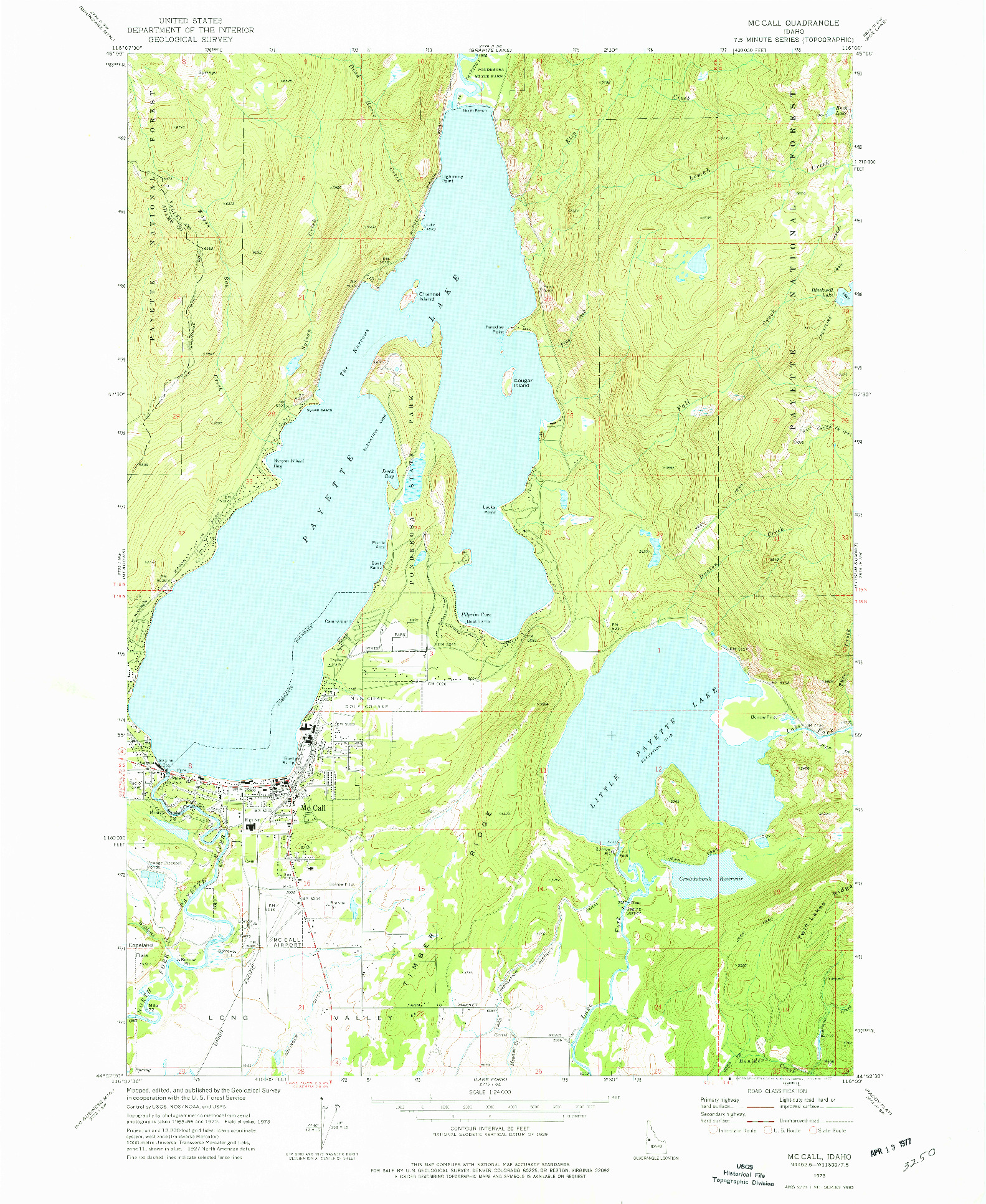 USGS 1:24000-SCALE QUADRANGLE FOR MCCALL, ID 1973