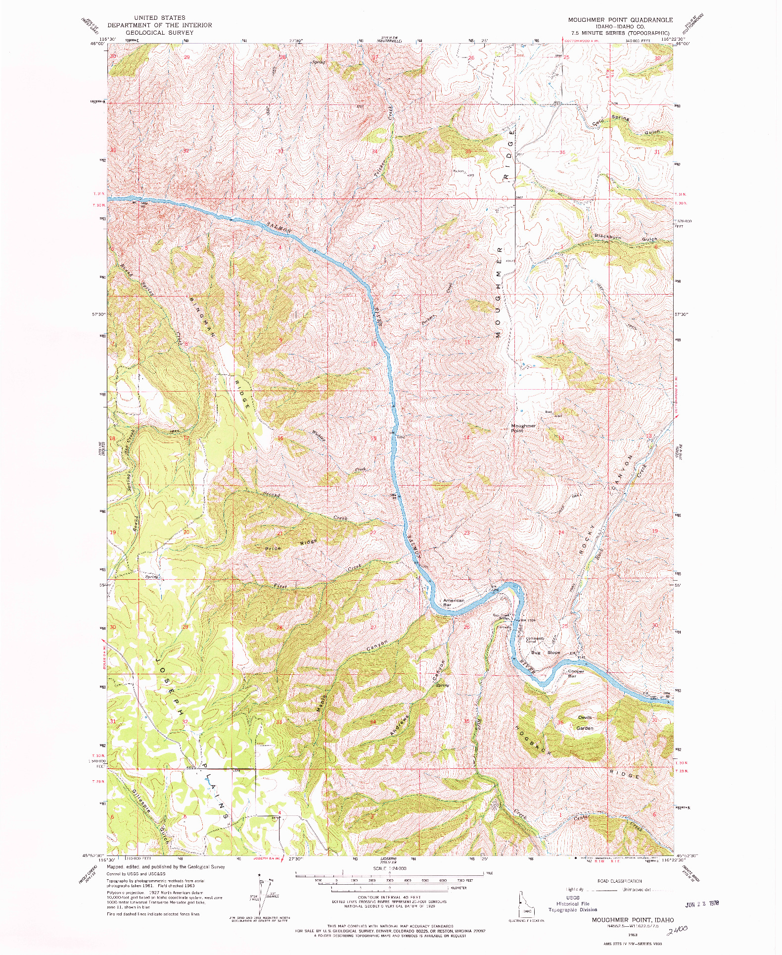 USGS 1:24000-SCALE QUADRANGLE FOR MOUGHMER POINT, ID 1963