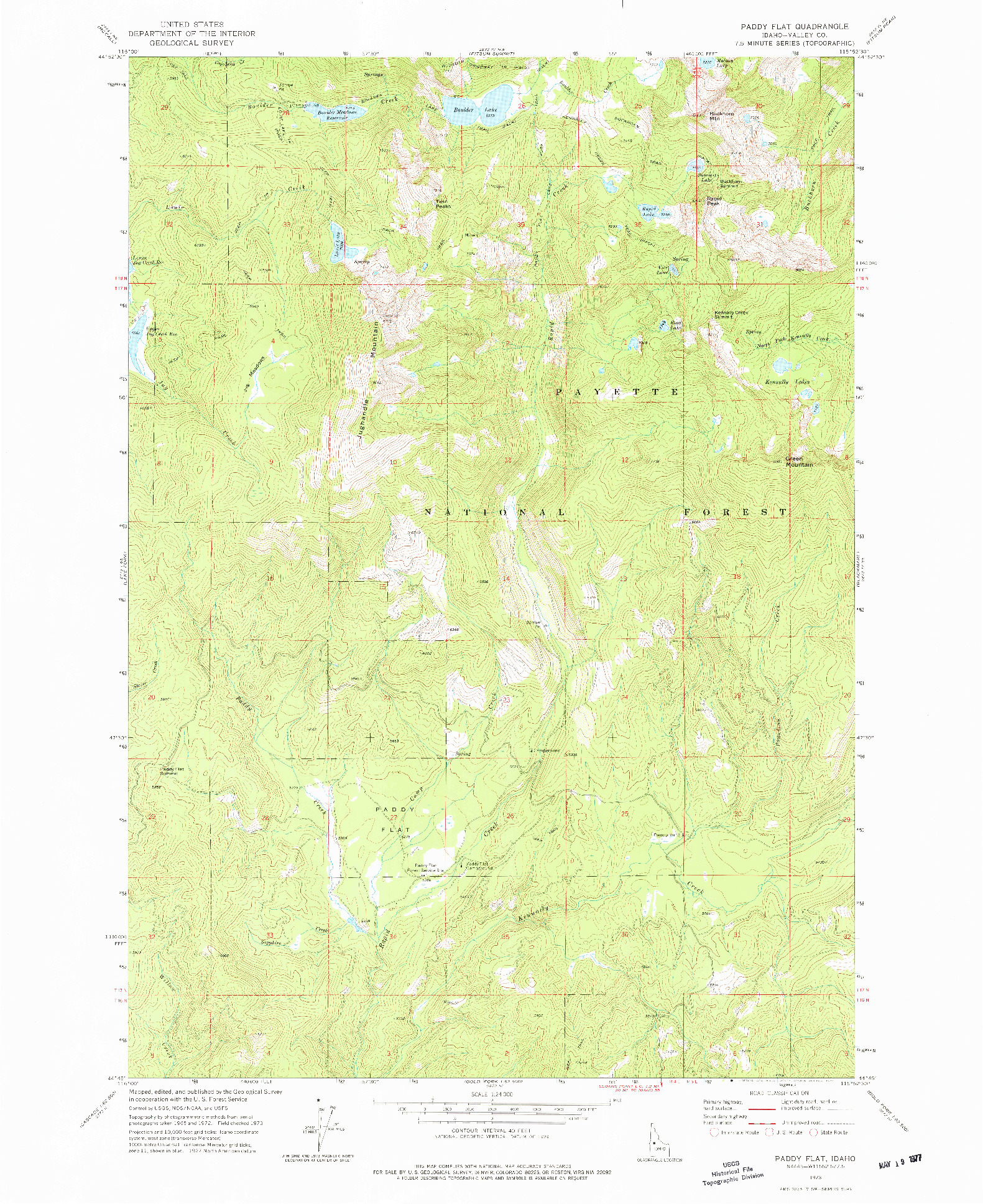 USGS 1:24000-SCALE QUADRANGLE FOR PADDY FLAT, ID 1973