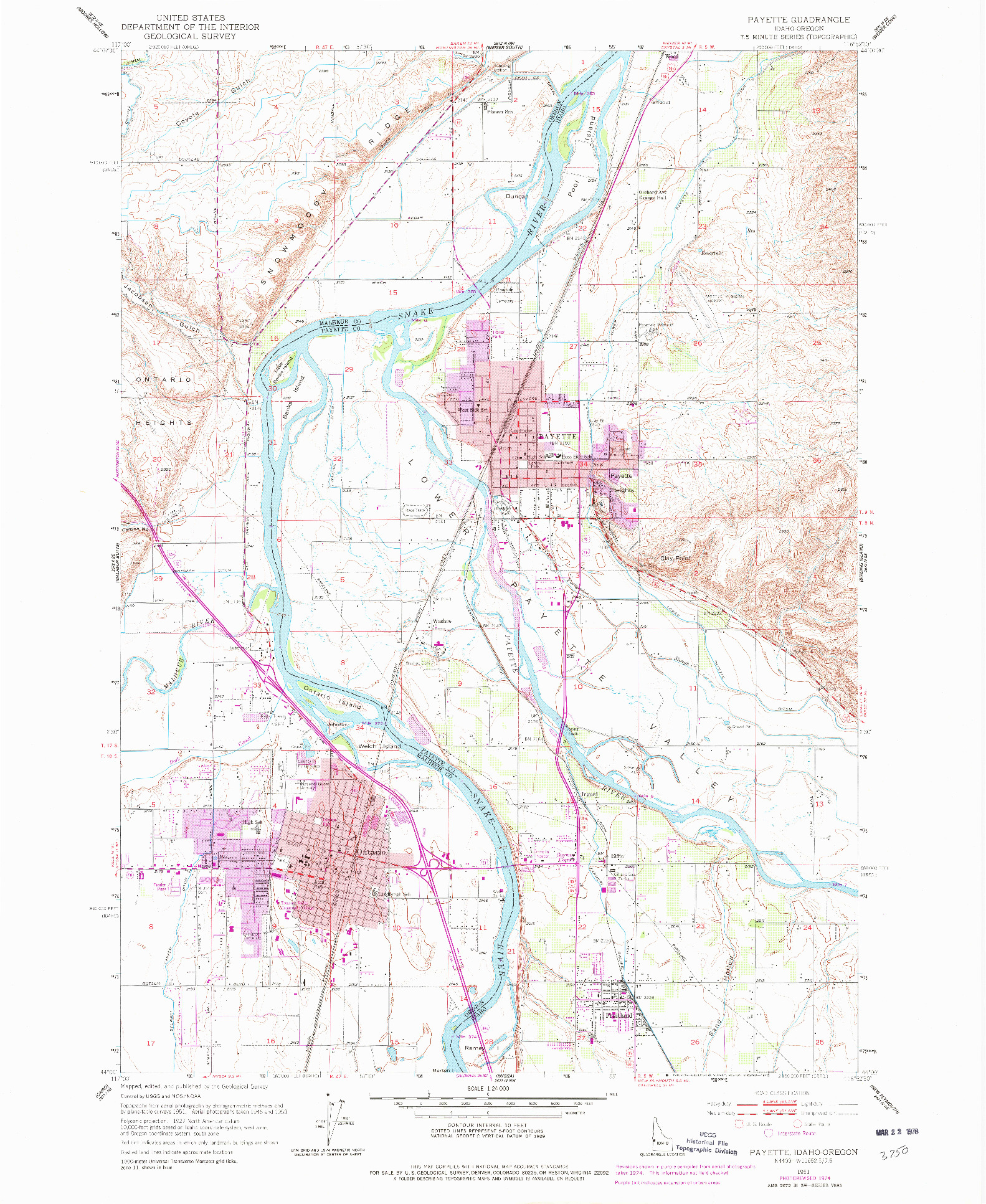 USGS 1:24000-SCALE QUADRANGLE FOR PAYETTE, ID 1951